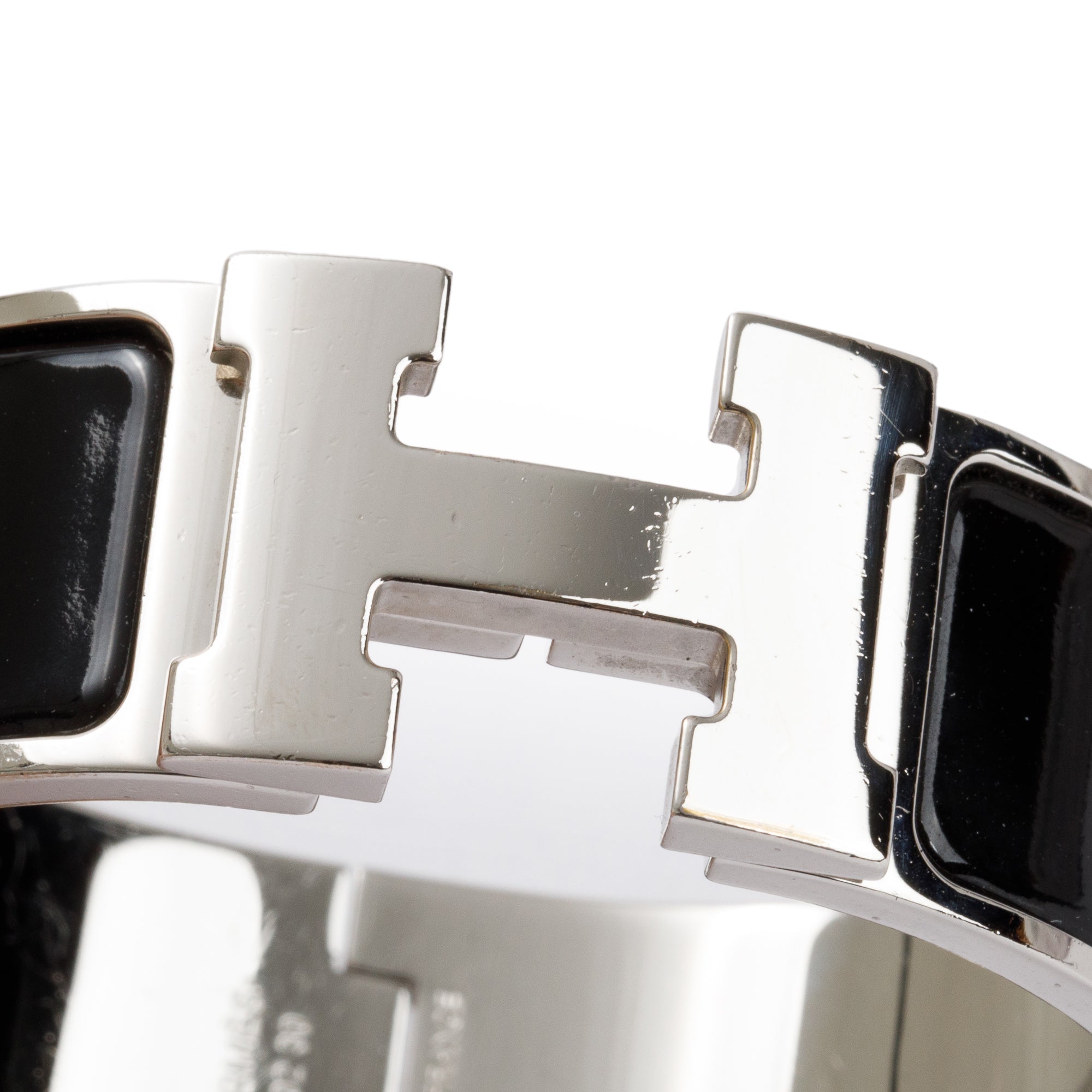 Hermes Palladium-Plated Black Enamel Clic Clac H Bracelet