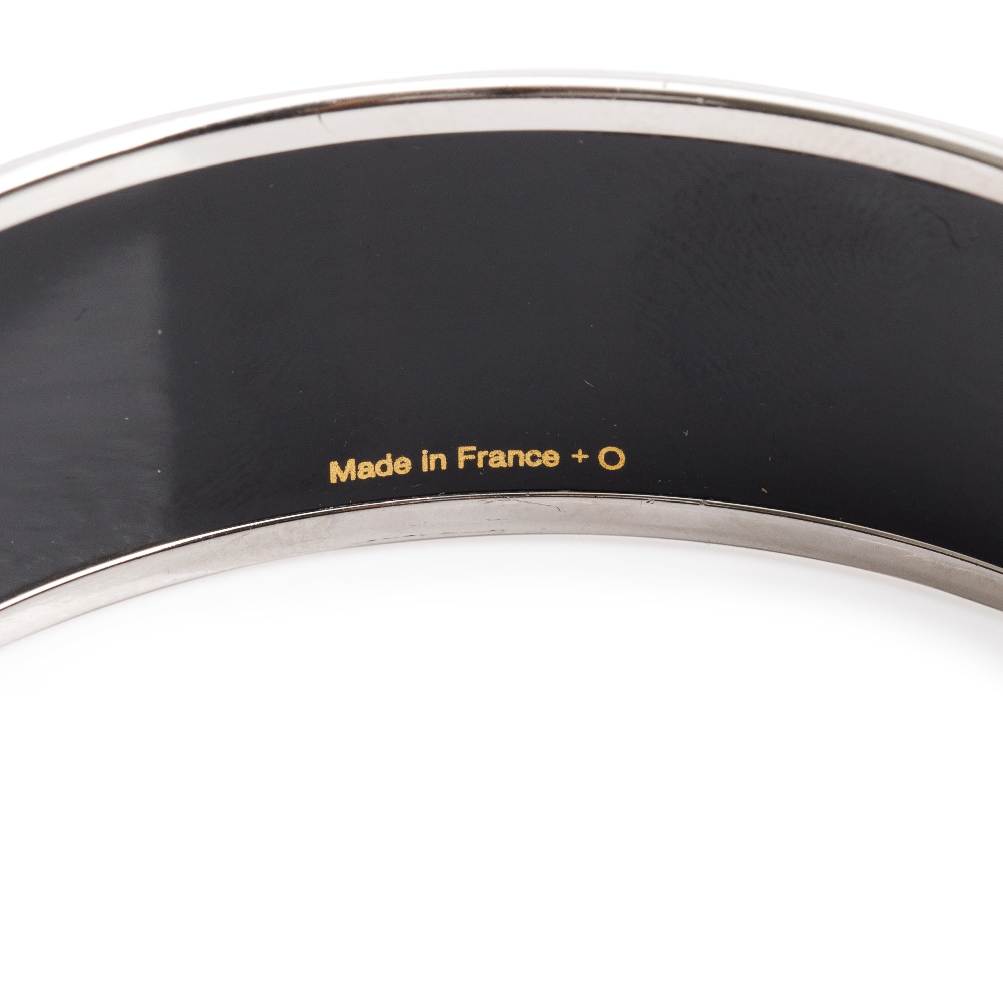 Hermes Palladium-Plated Black Grand Apparat Enamel Wide Bangle