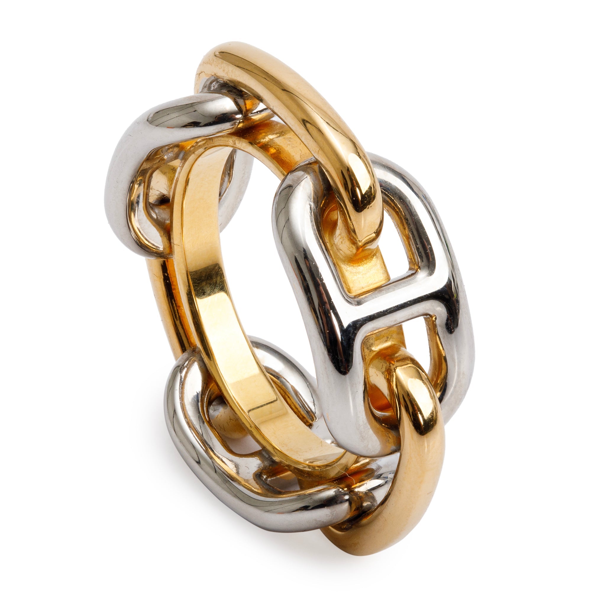 Hermes Palladium-Plated & Brass Regate Scarf Ring w/ Box