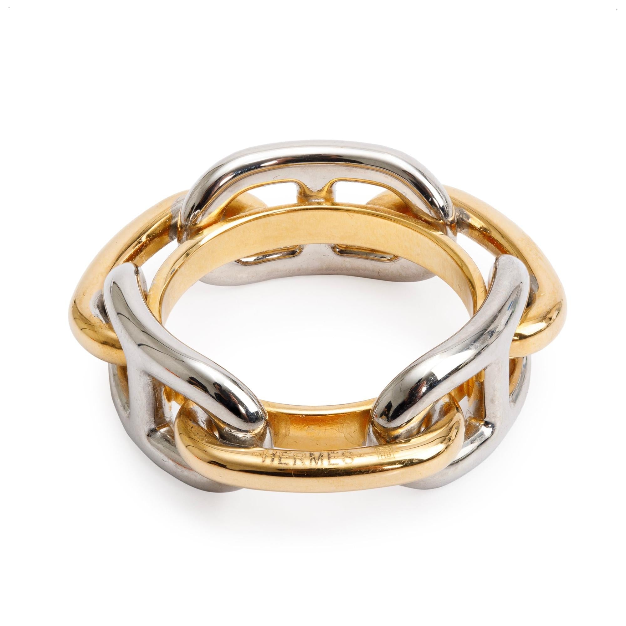 Hermes Palladium-Plated & Brass Regate Scarf Ring w/ Box