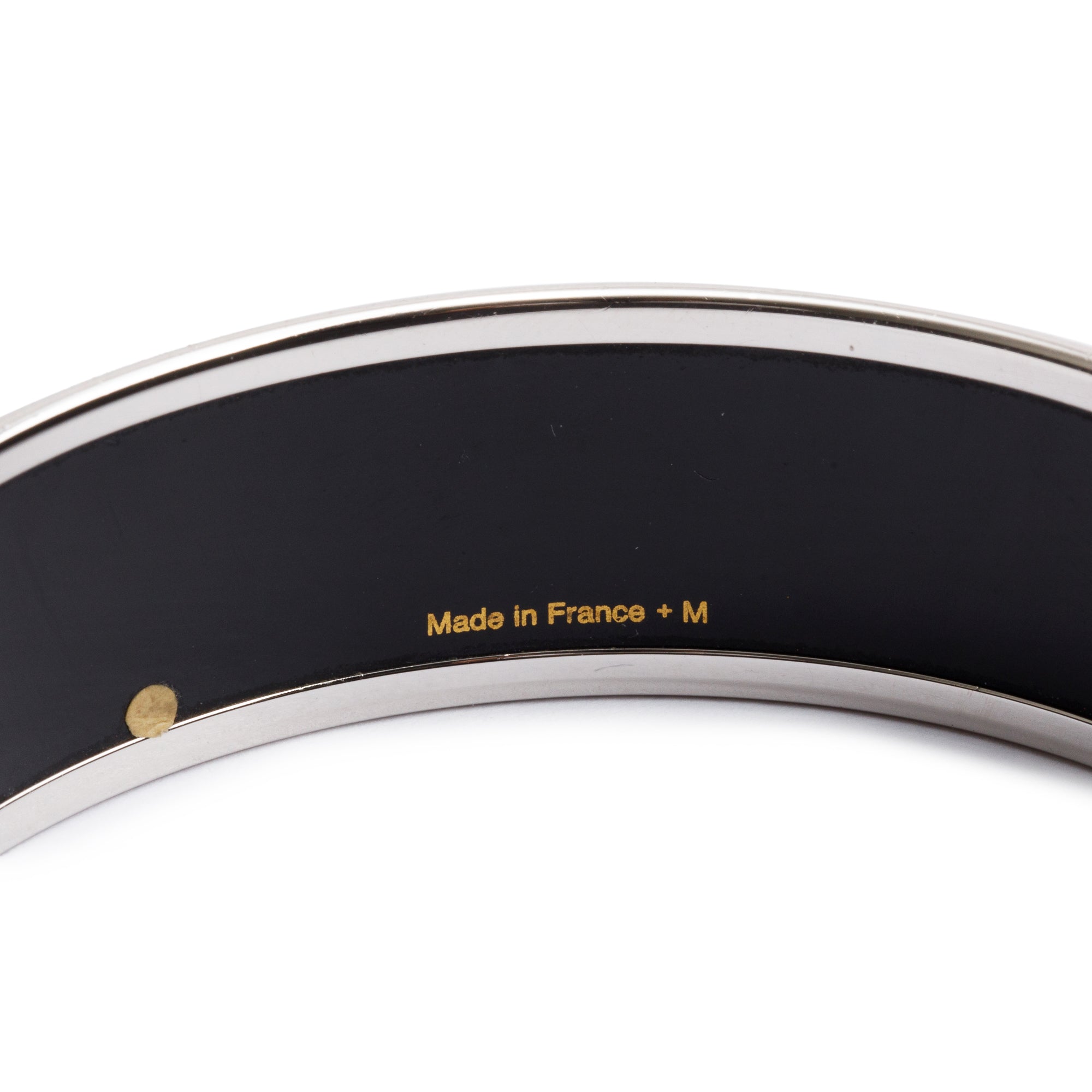 Hermes Palladium-Plated Enamel Wide Bangle w/ Box