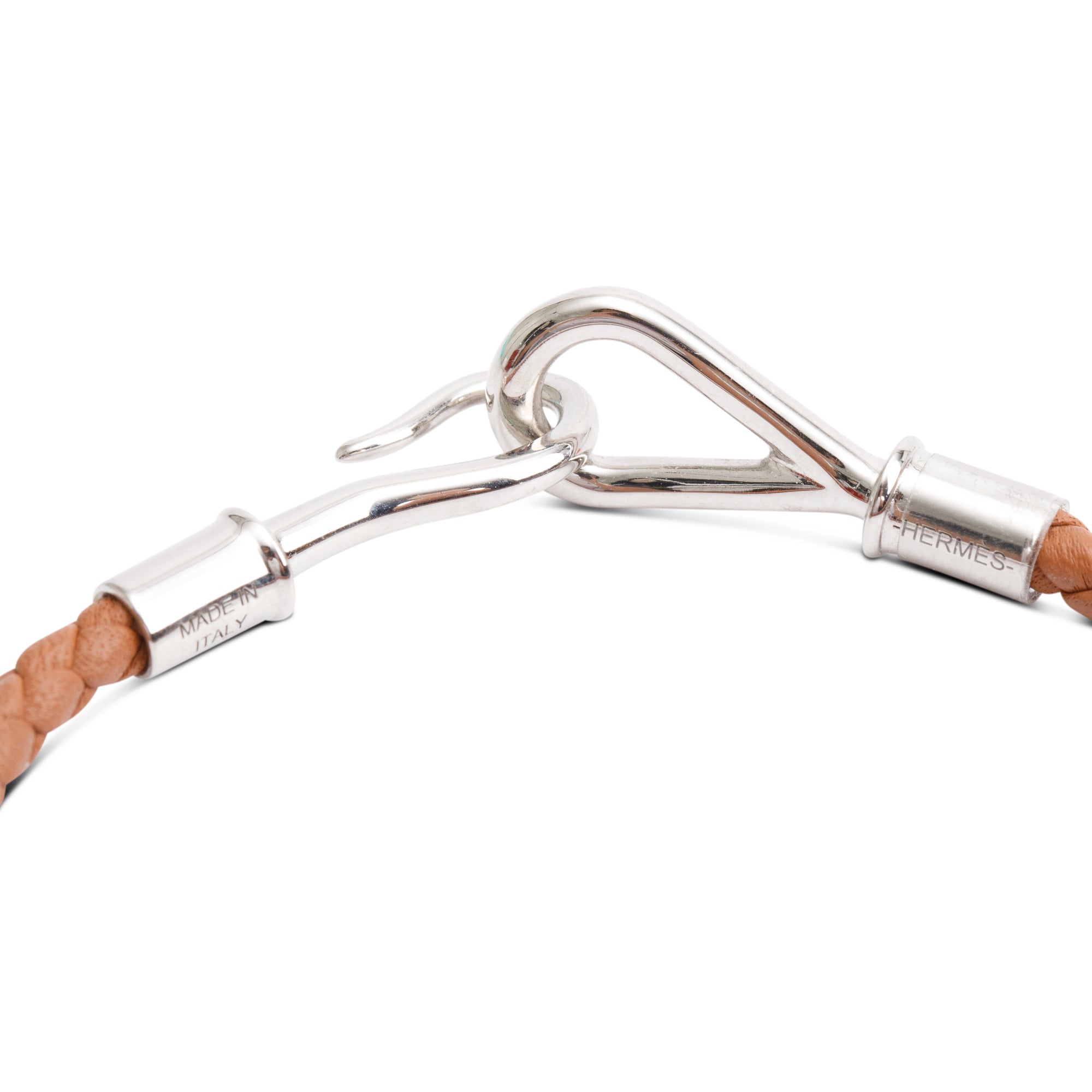 Hermes Palladium Plated Gold Swift Calfskin Leather Jumbo H Bracelet w/ Box