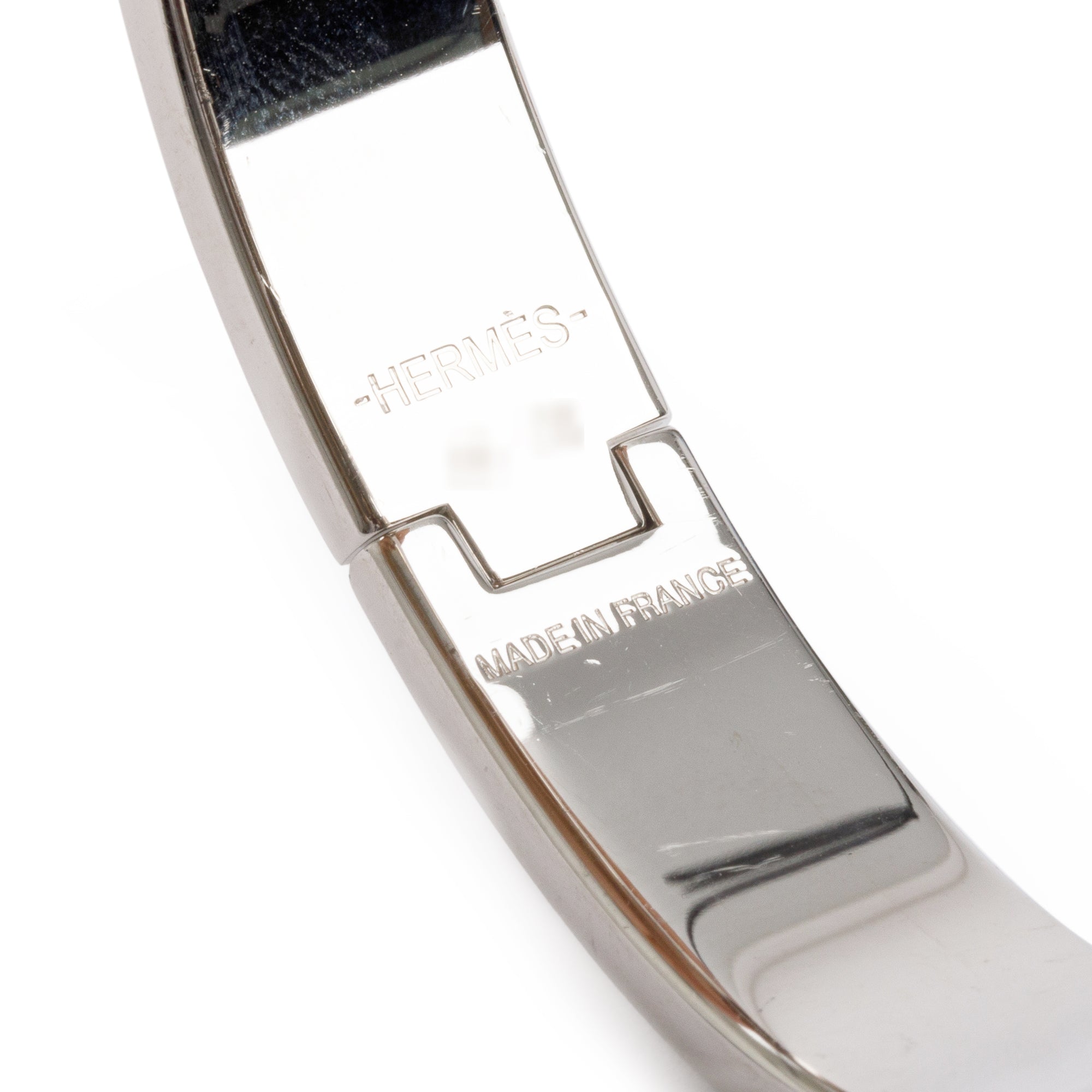 Hermes Palladium Plated Grey Enamel 12 MM Clic H Bracelet