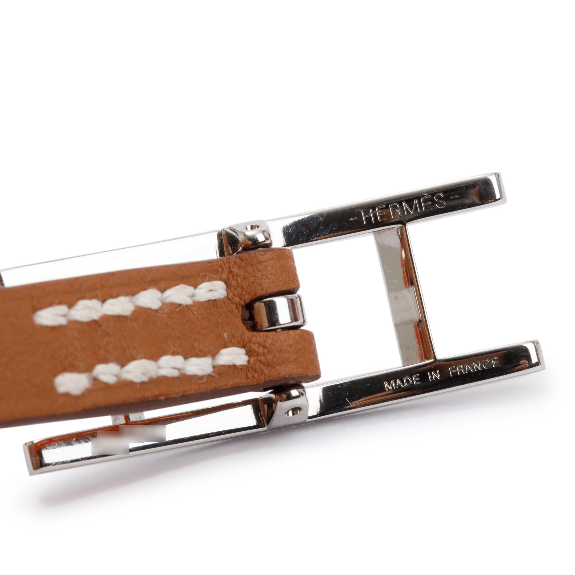 Hermes Palladium Plated Orange/Gold Swift Leather Behapi Double Tour Bracelet w/ Box & Receipt