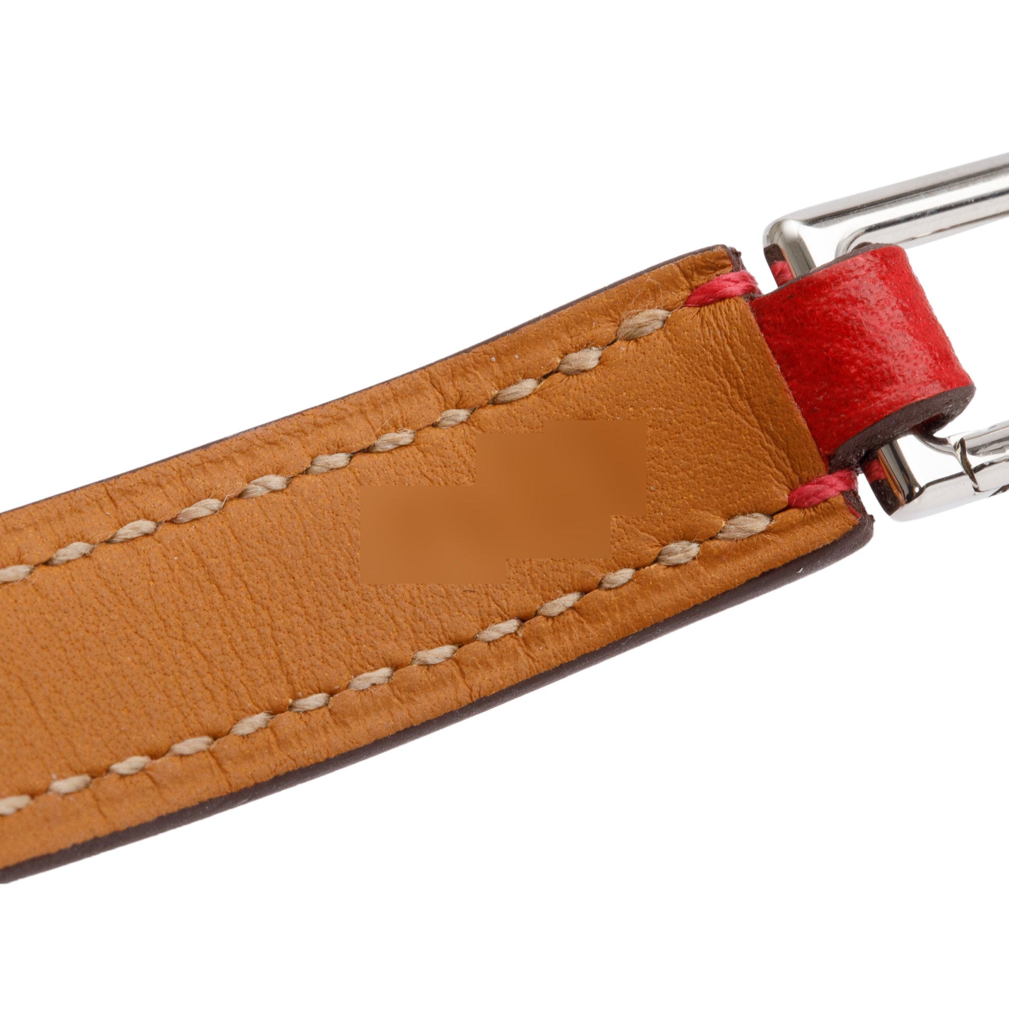Hermes Palladium Plated Rivale Double Tour Red Leather Bracelet, Size XS