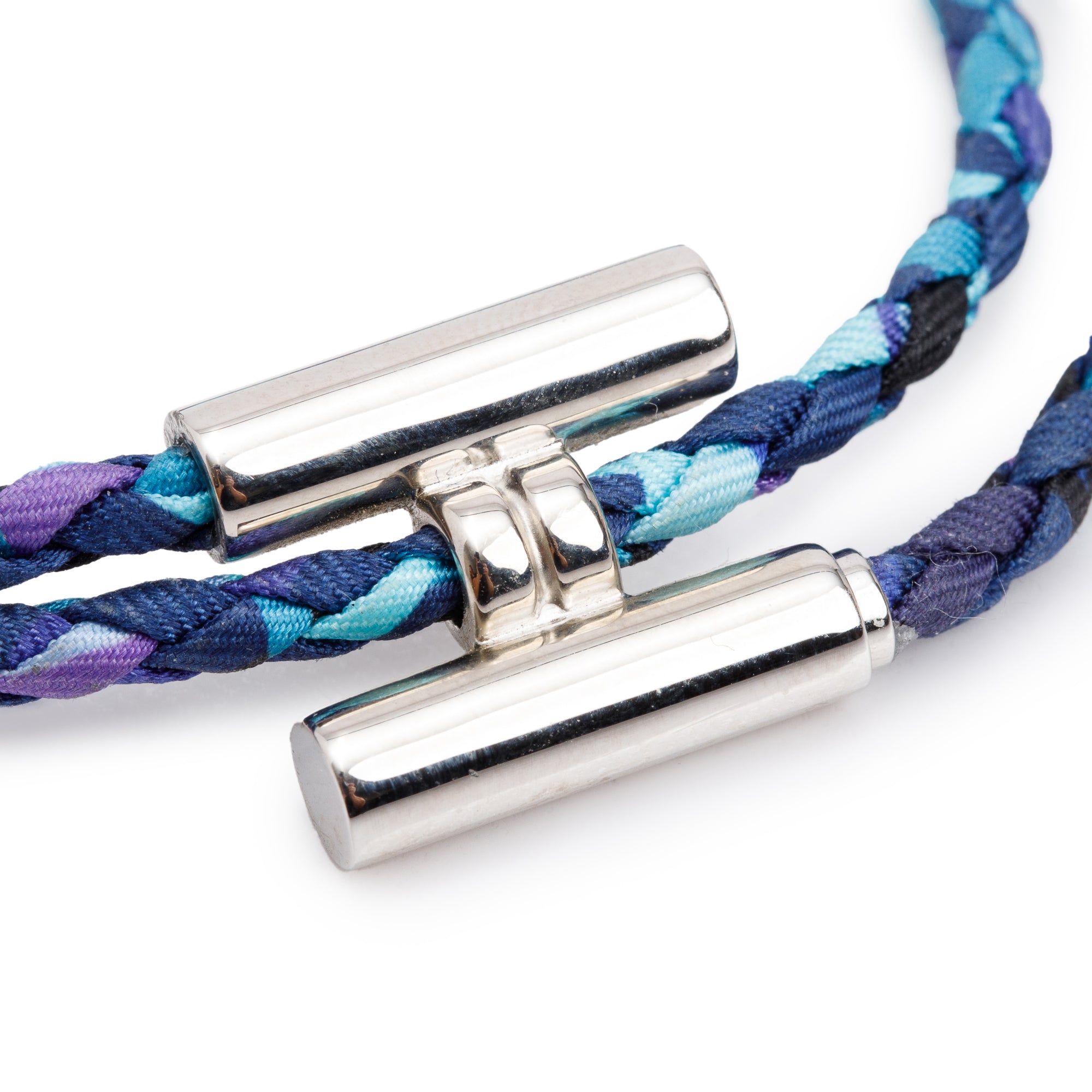 Hermes Palladium Plated Tournis Tresse Bracelet w/ Box