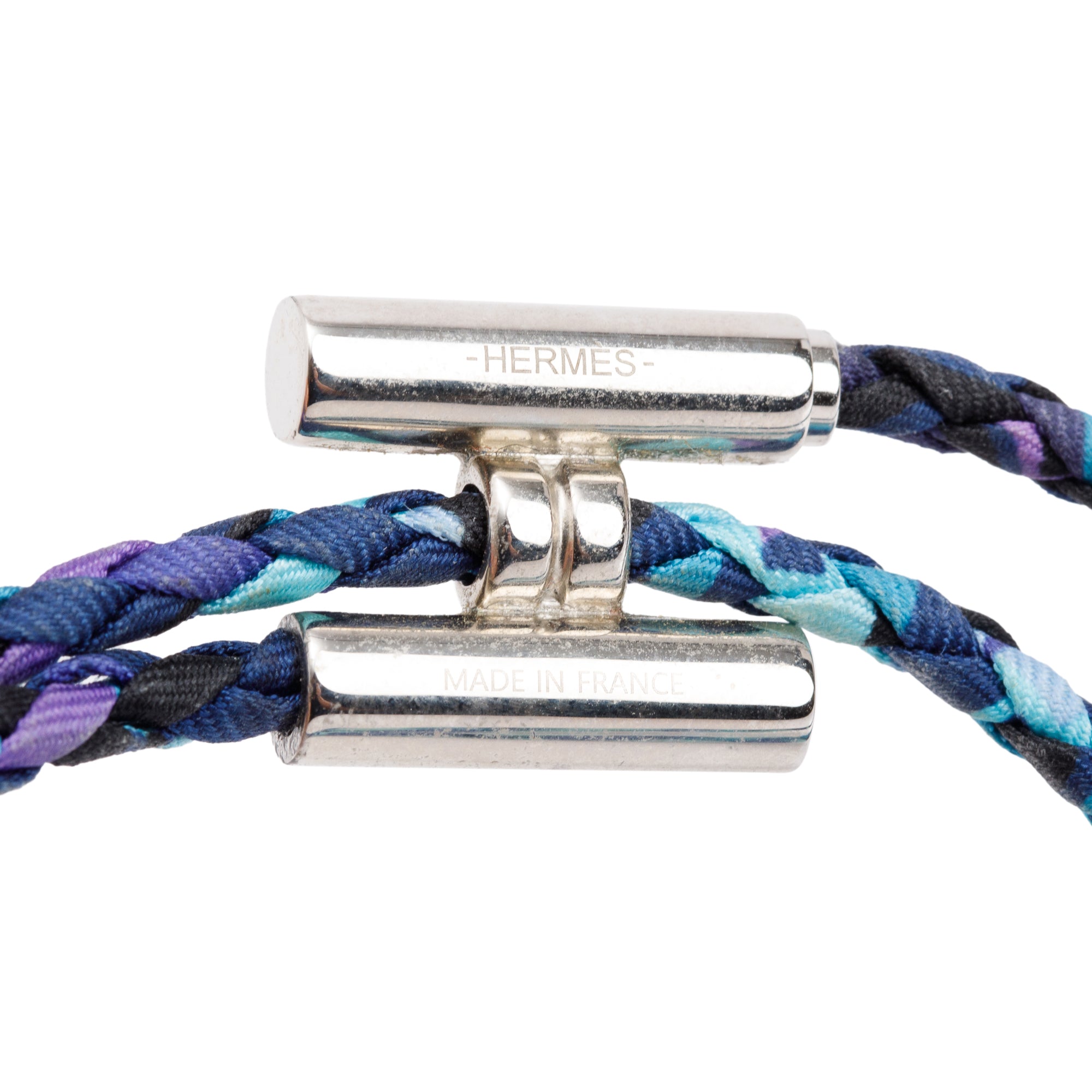 Hermes Palladium Plated Tournis Tresse Bracelet w/ Box