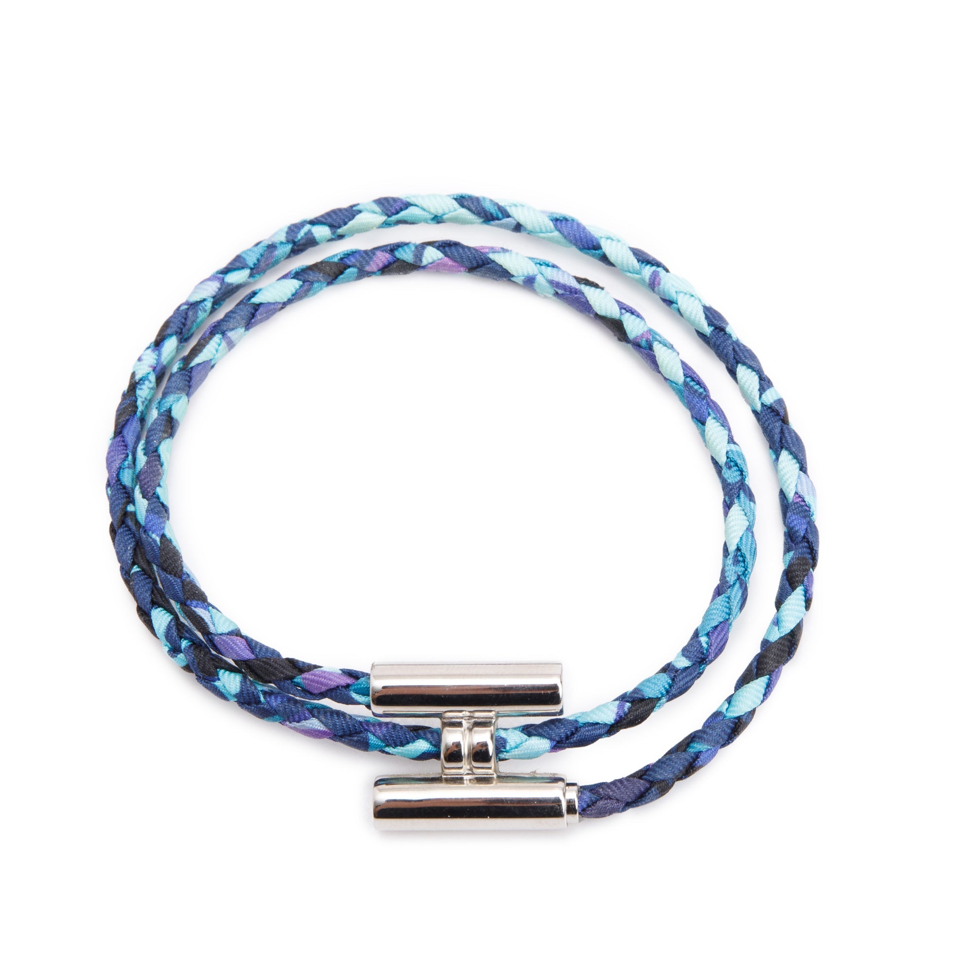 Hermes Palladium Plated Tournis Tresse Bracelet w/ Box