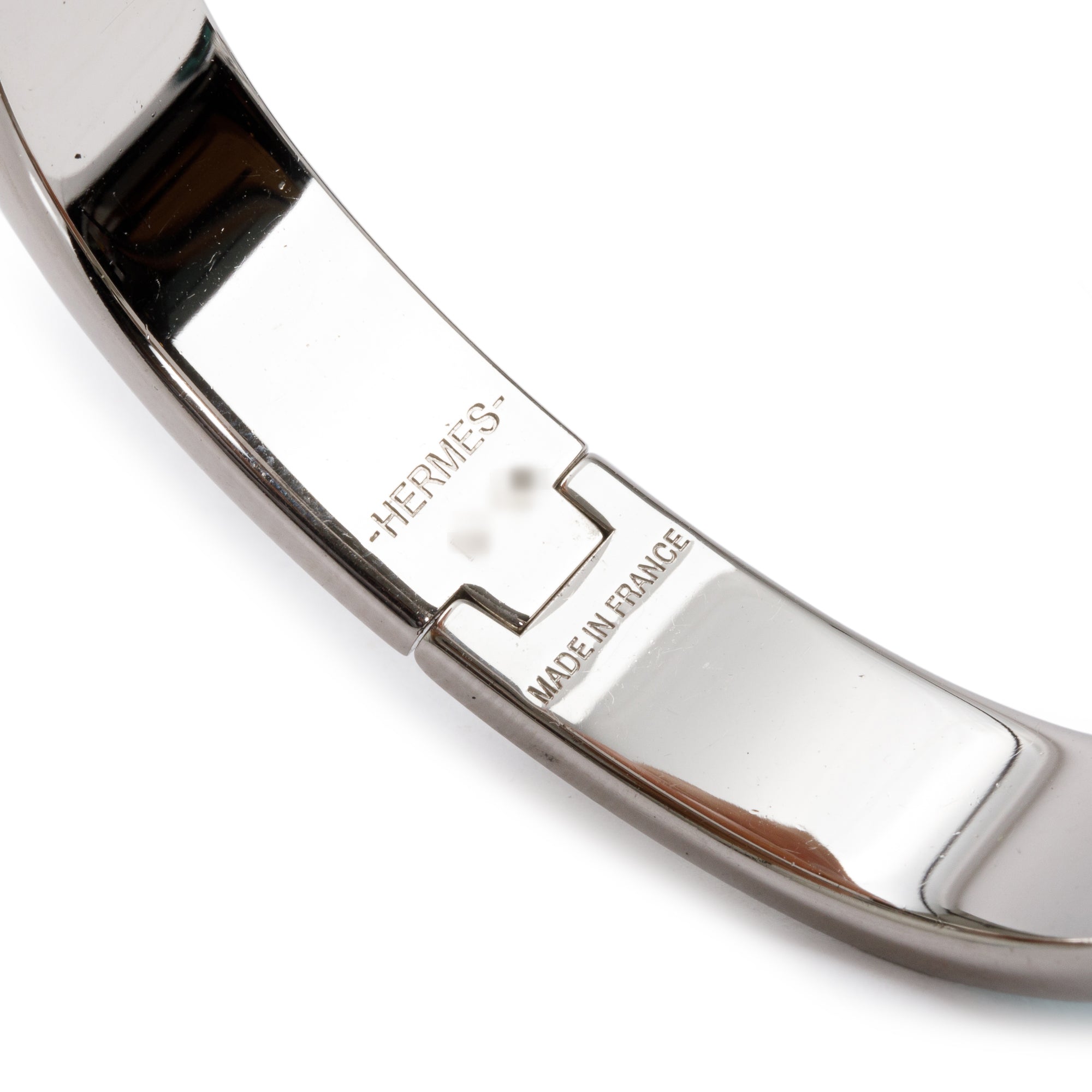 Hermes Palladium Plated Turquoise Enamel 12 MM Clic H Bracelet