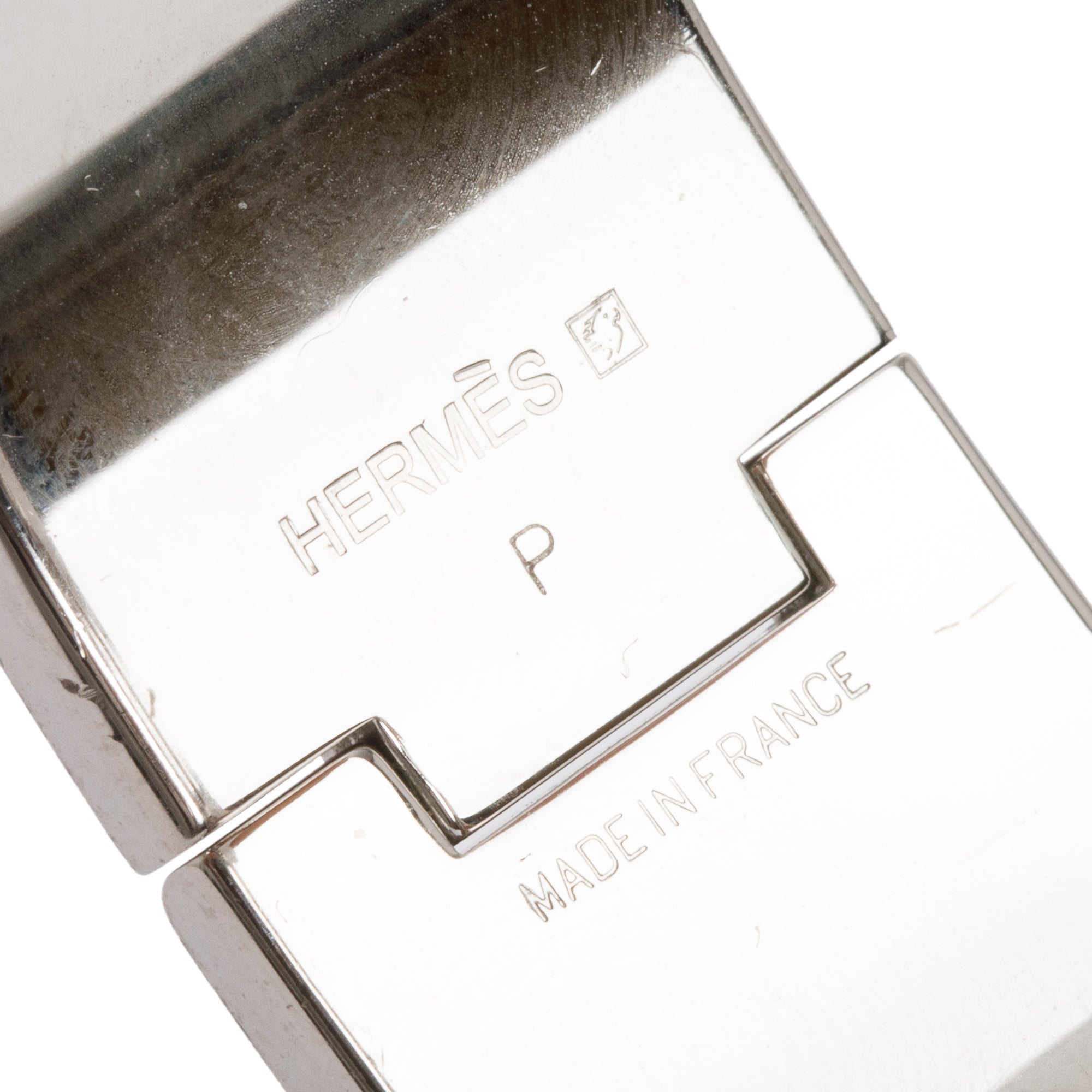 Hermes Palladium-Plated White Enamel Clic Clac H Bracelet w/ Box
