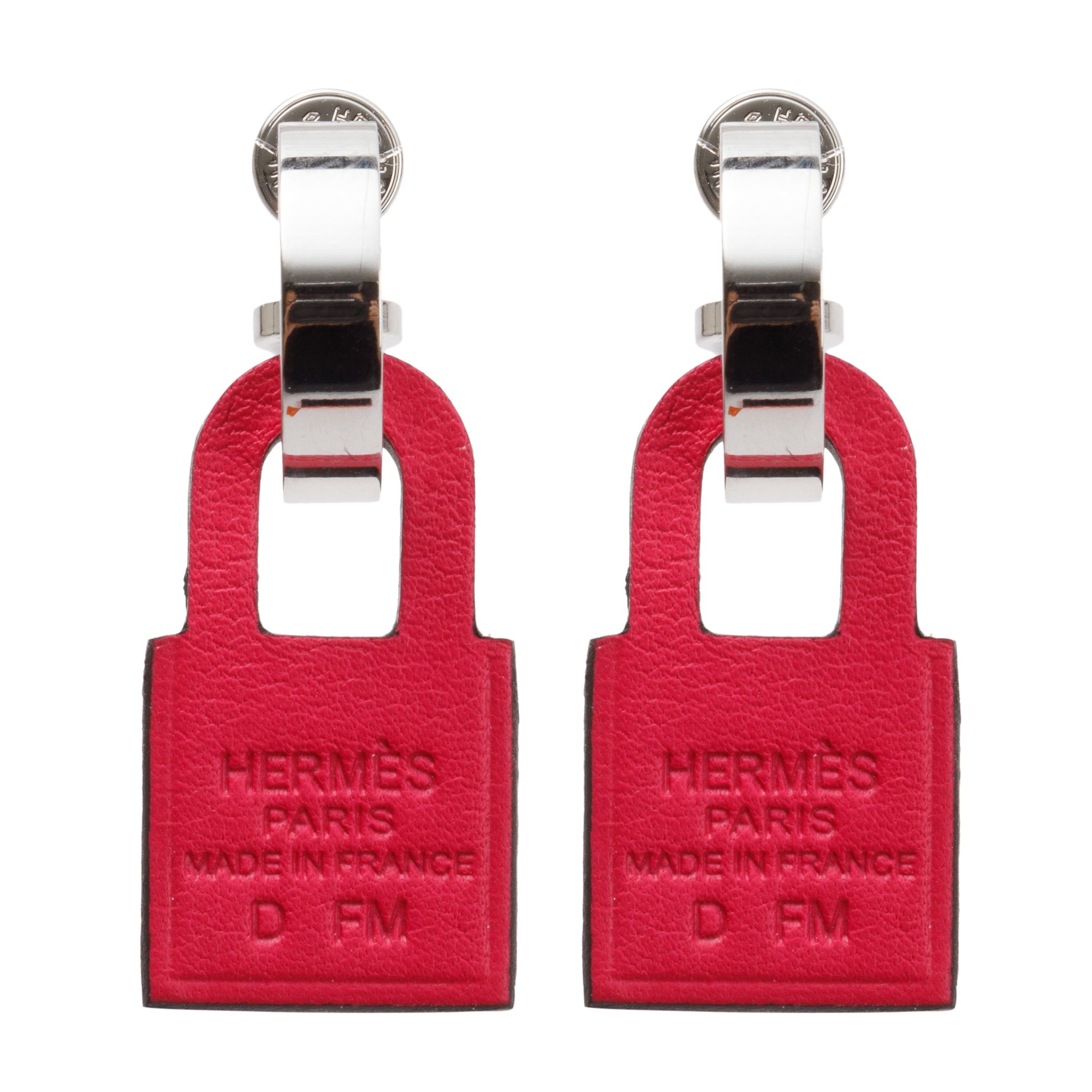 Hermes Palladium Swift O'Kelly Drop Earrings w/ Box
