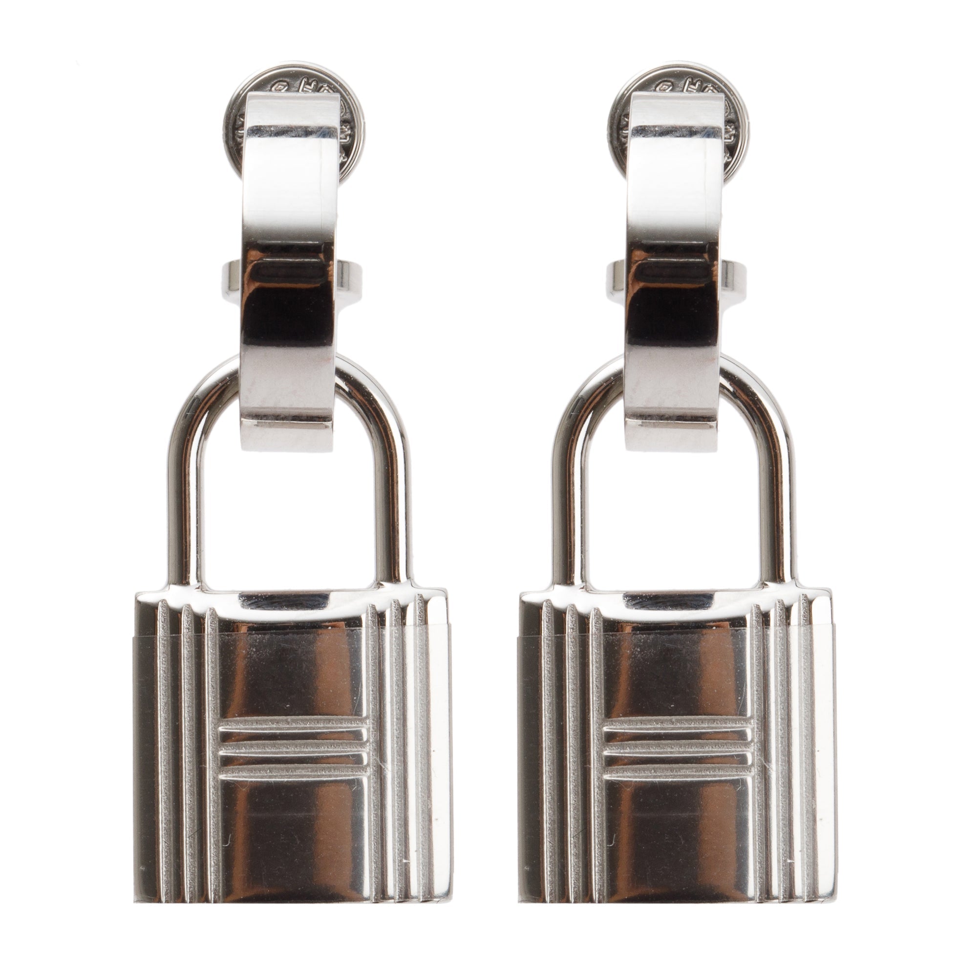 Hermes Palladium Swift O'Kelly Drop Earrings w/ Box