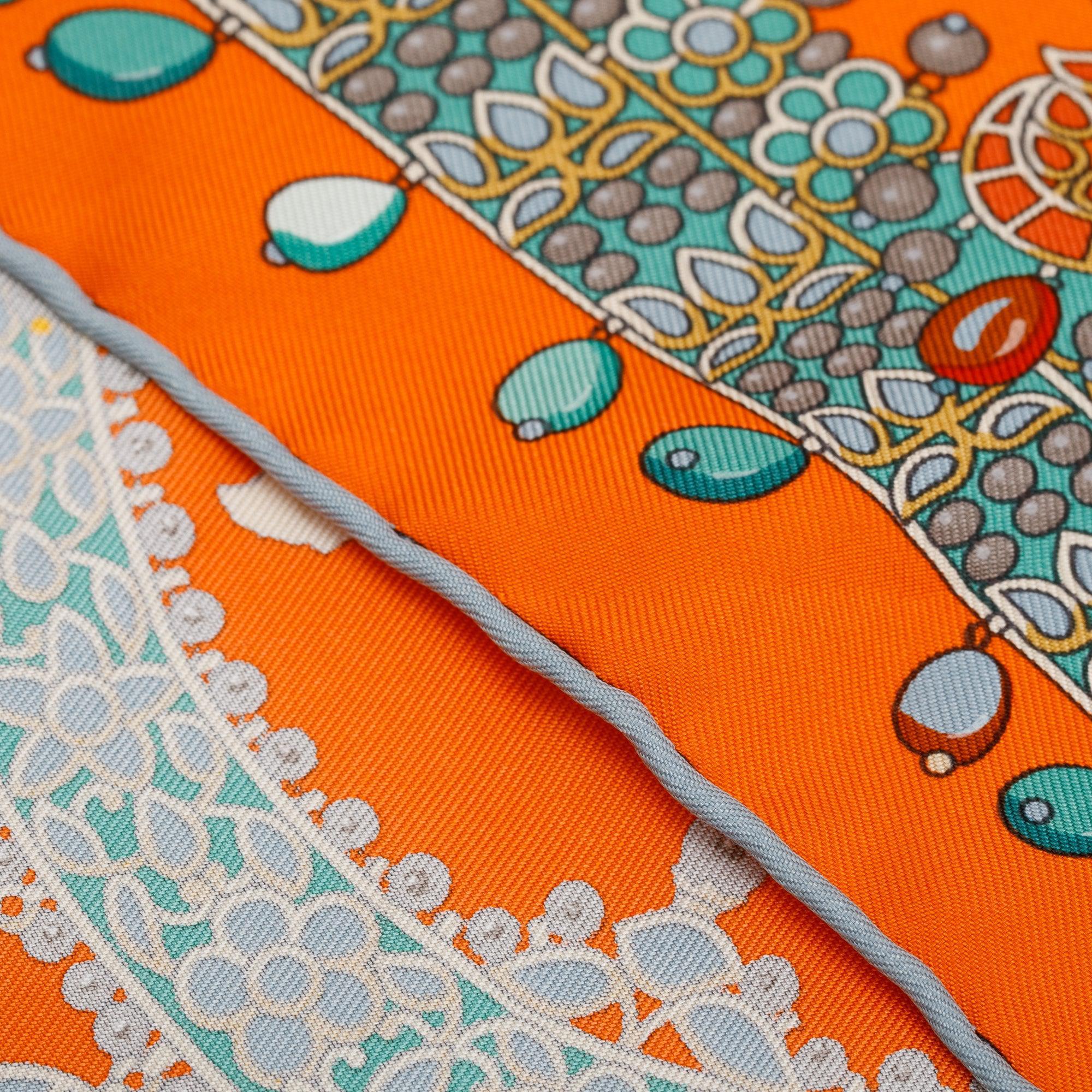 Hermes 'Parures Des Maharajas' Orange Silk Scarf 90 w/ Box