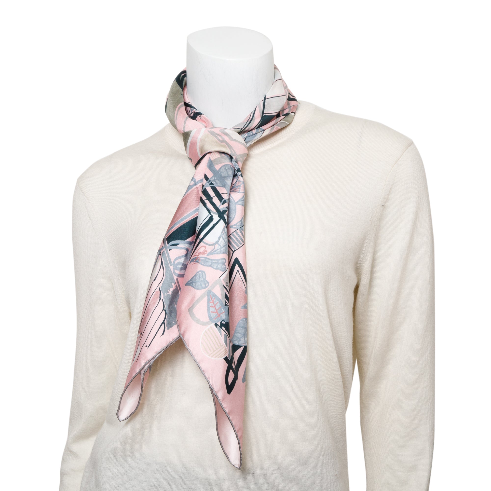 Hermes Pink Multicolor Silk Scarf 90 w/ Box