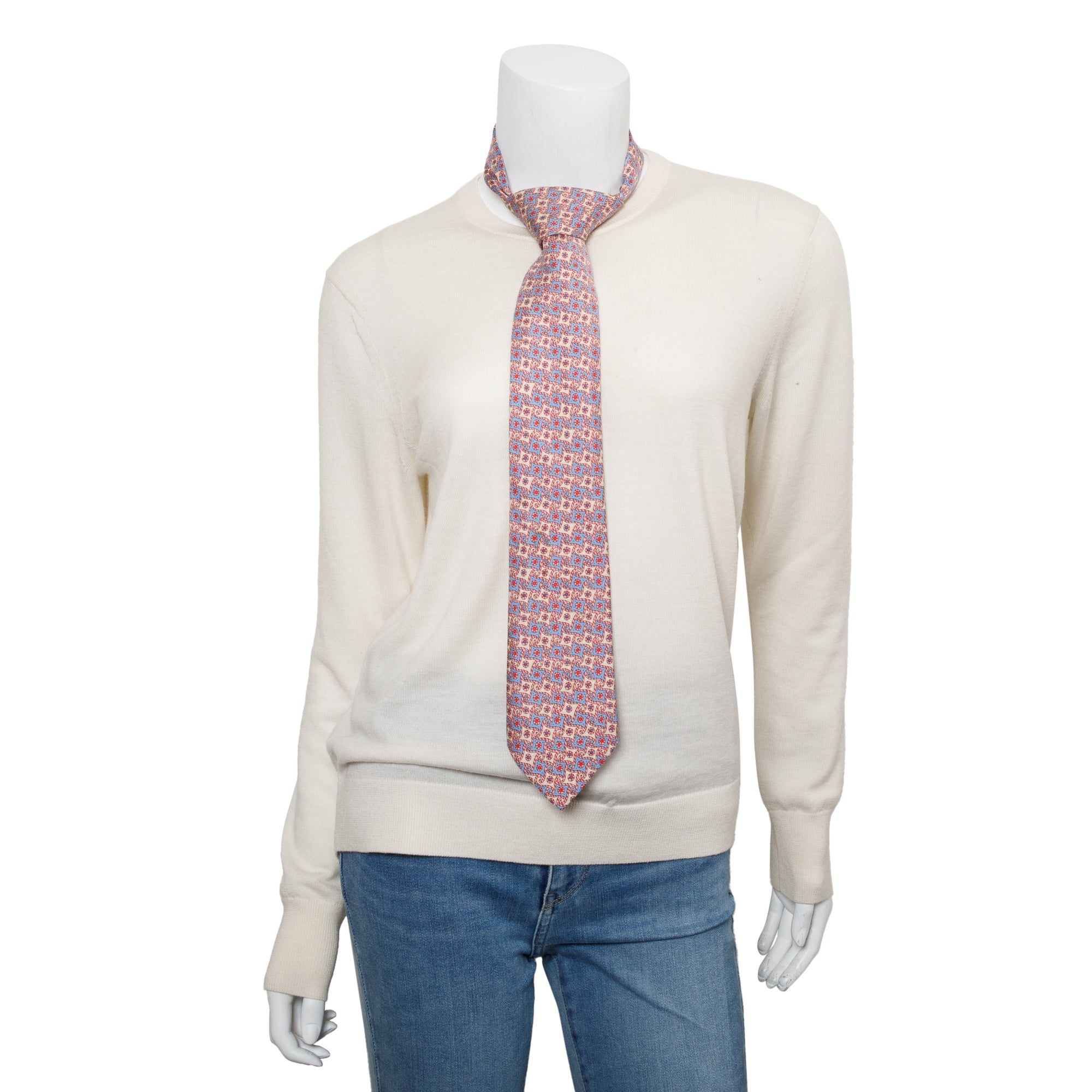 Hermes Pink/Multicolor 7969 FA Printed Silk Tie w/ Box