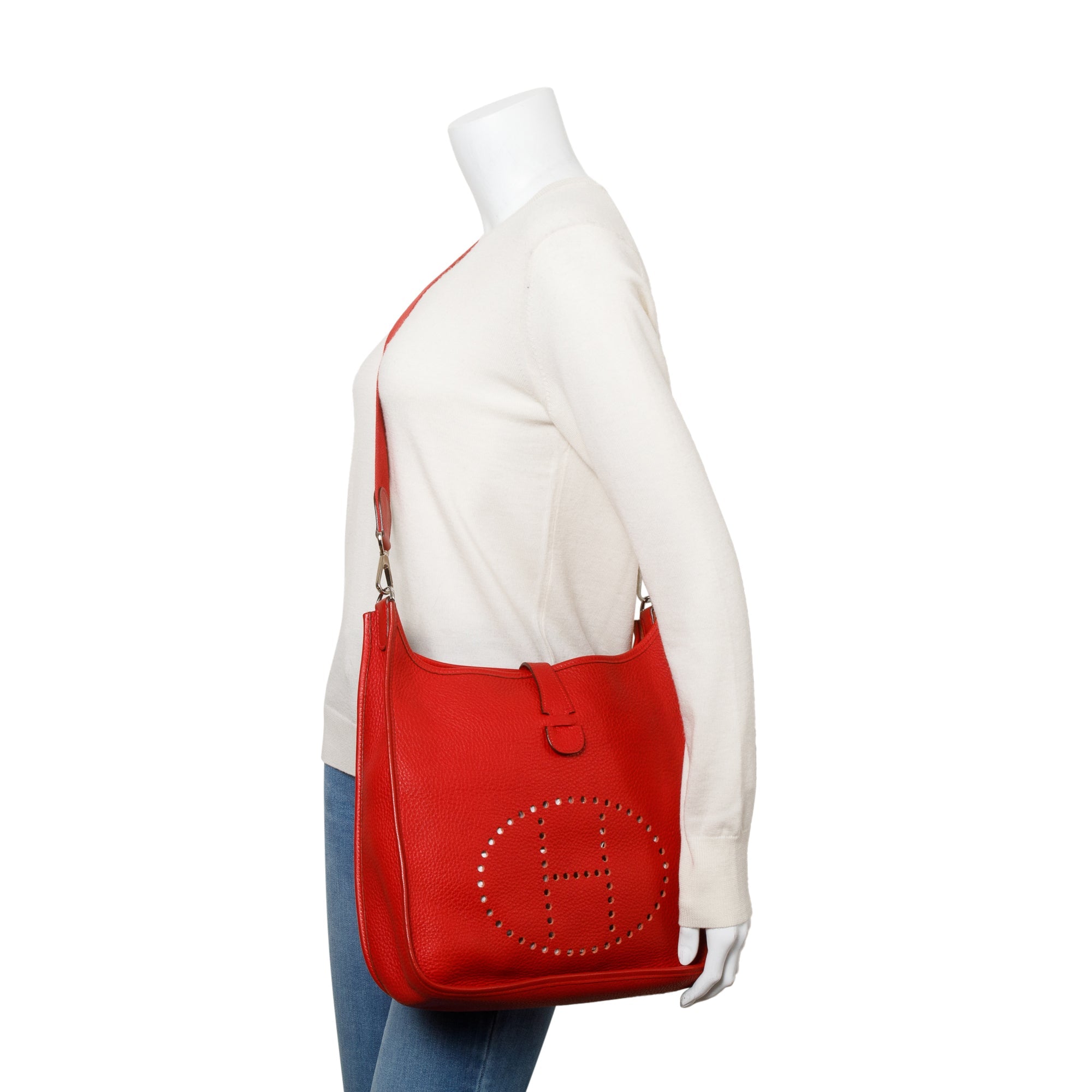 Hermes Pivoine Rouge Taurillon Clemence Evelyne III 29 Bag