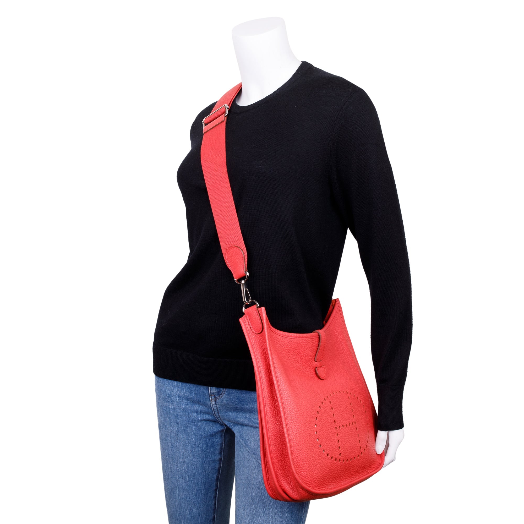 Hermes Pivoine Rouge Taurillon Clemence Evelyne III 29 Bag