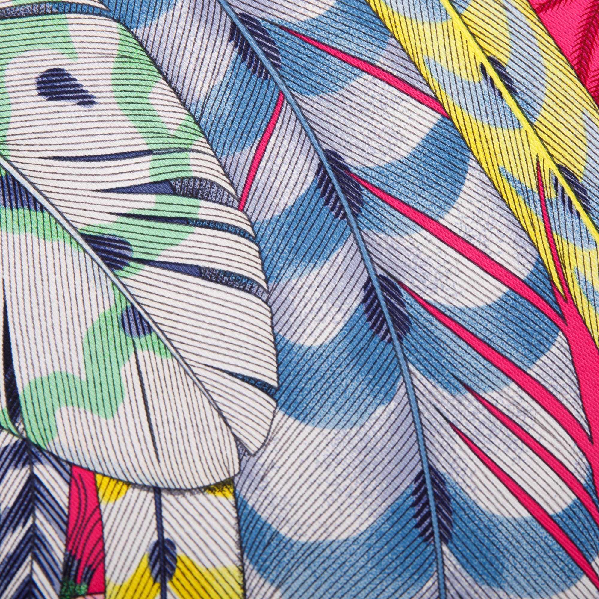 Hermes 'Plumes En Fete' Silk Scarf 90 w/ Box