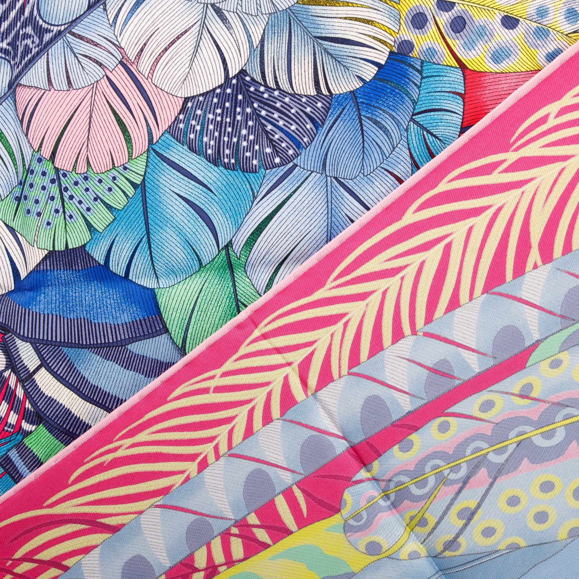 Hermes 'Plumes En Fete' Silk Scarf 90 w/ Box