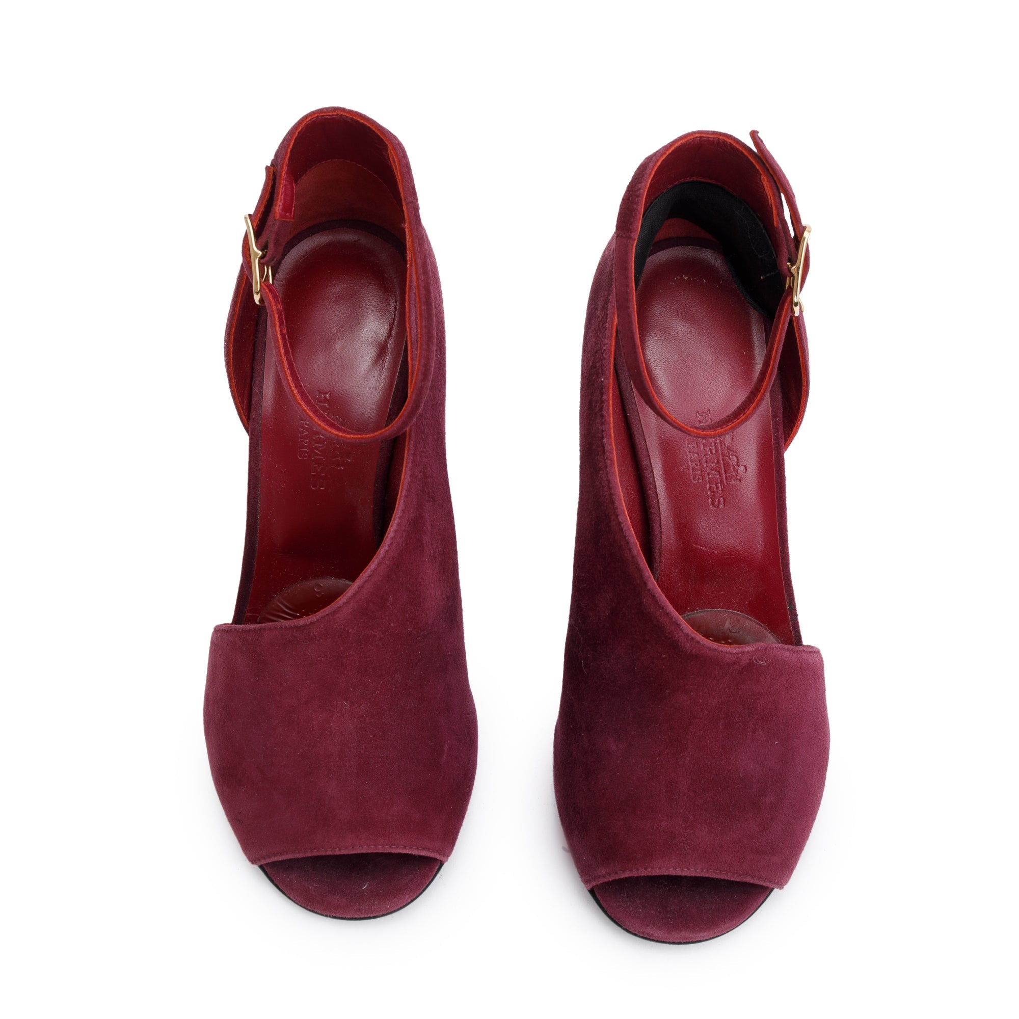 Hermes Purple Suede D'Orsay Pumps, Size 35