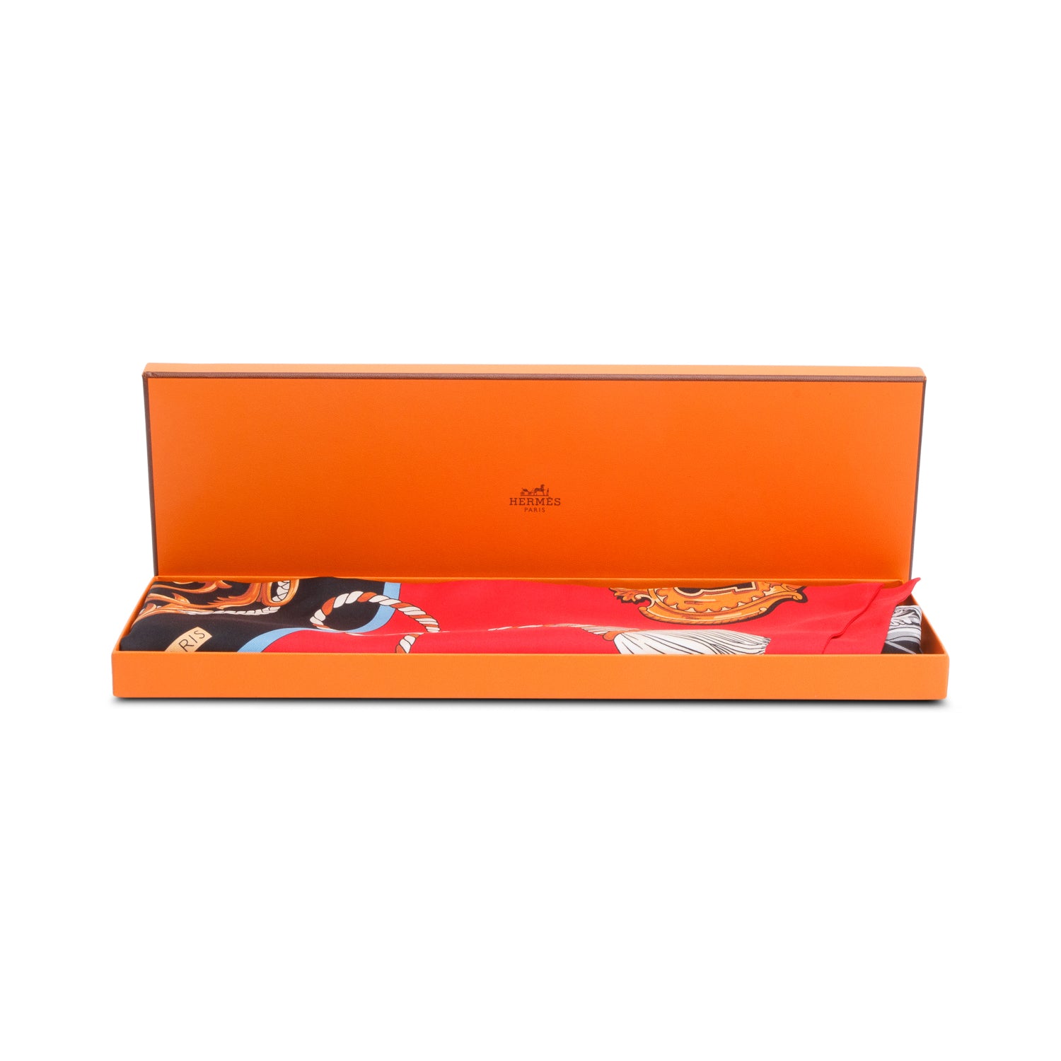 Hermes Red/Multicolor Maxi Twilly Long Silk Scarf w/ Box