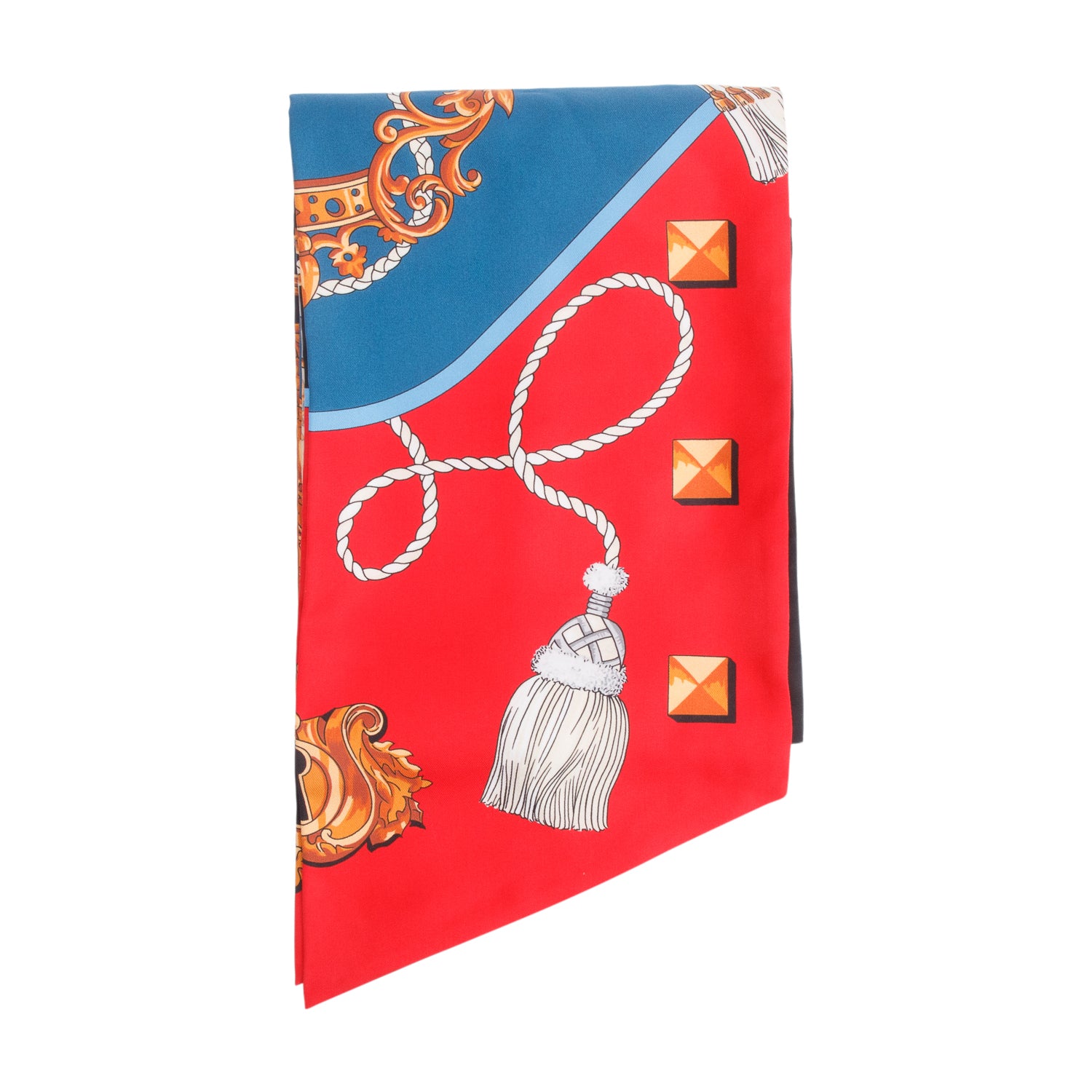 Hermes Red/Multicolor Maxi Twilly Long Silk Scarf w/ Box