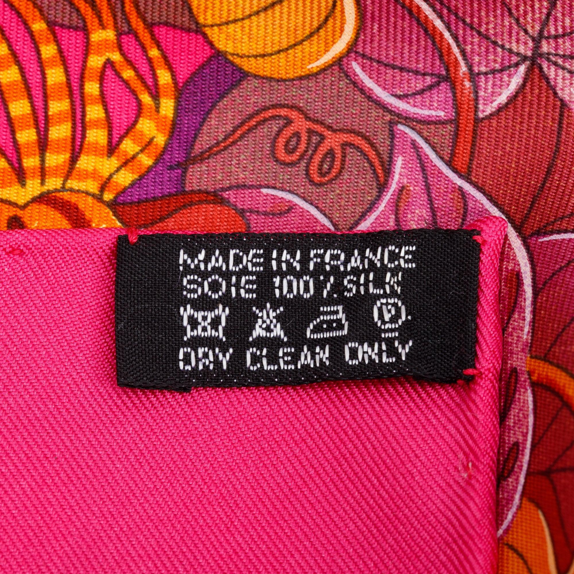 Hermes Rose 'Au Cour De La Vie' Silk Scarf 90 w/ Box