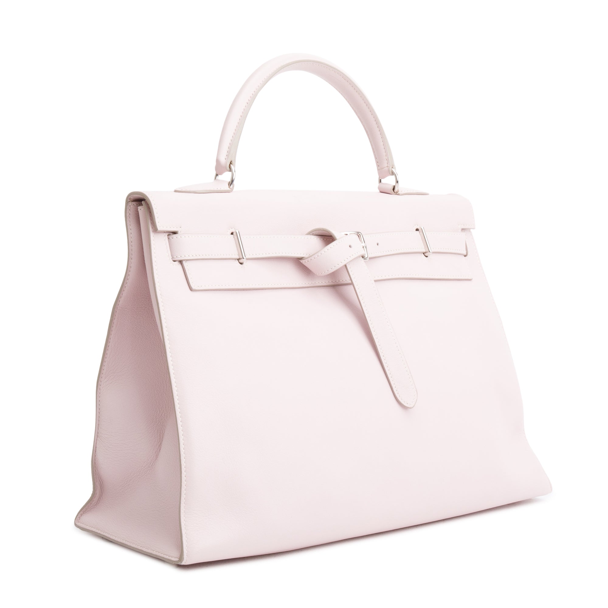 Hermes Rose Dragee Swift Leather Kelly Flat 35