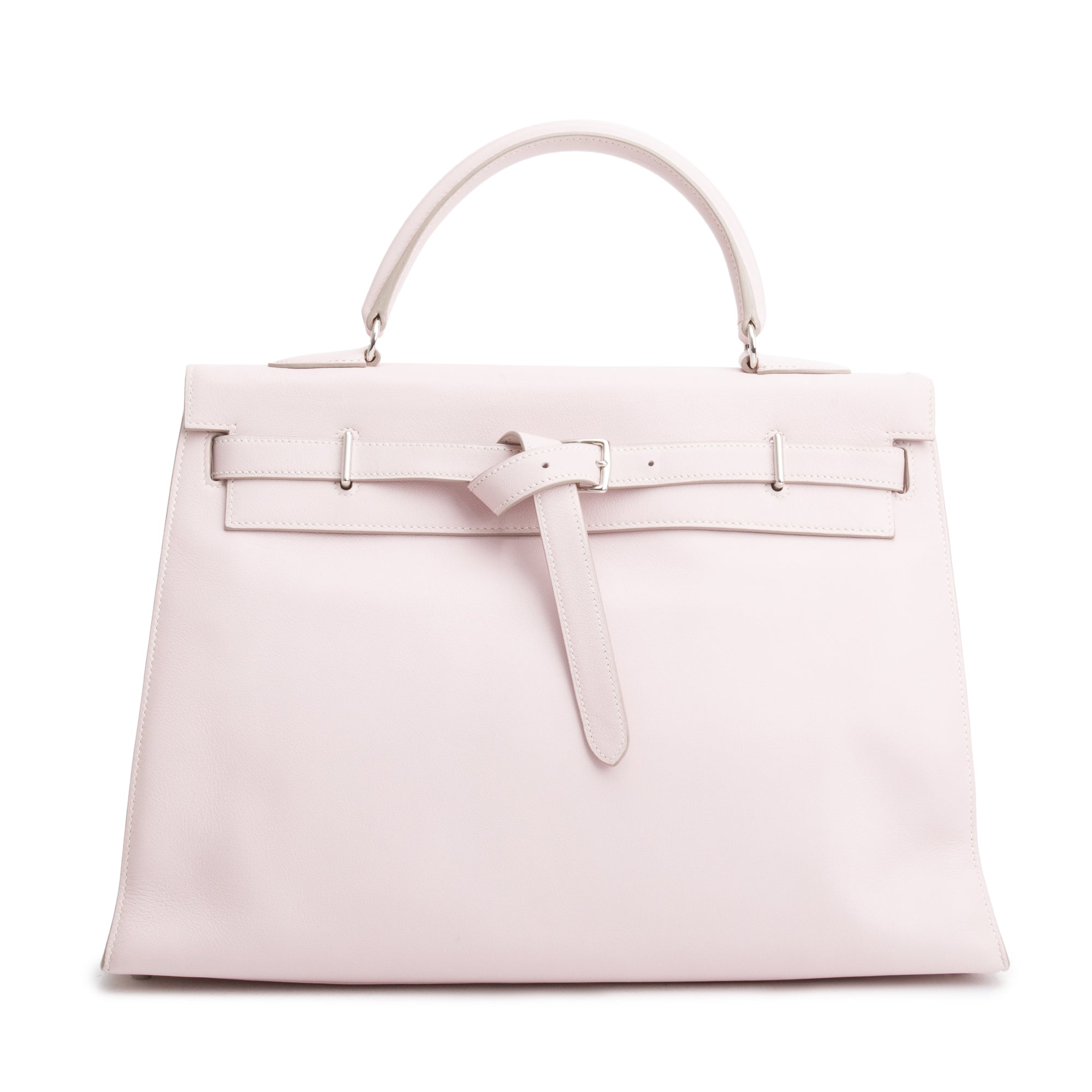 Hermes Rose Dragee Swift Leather Kelly Flat 35