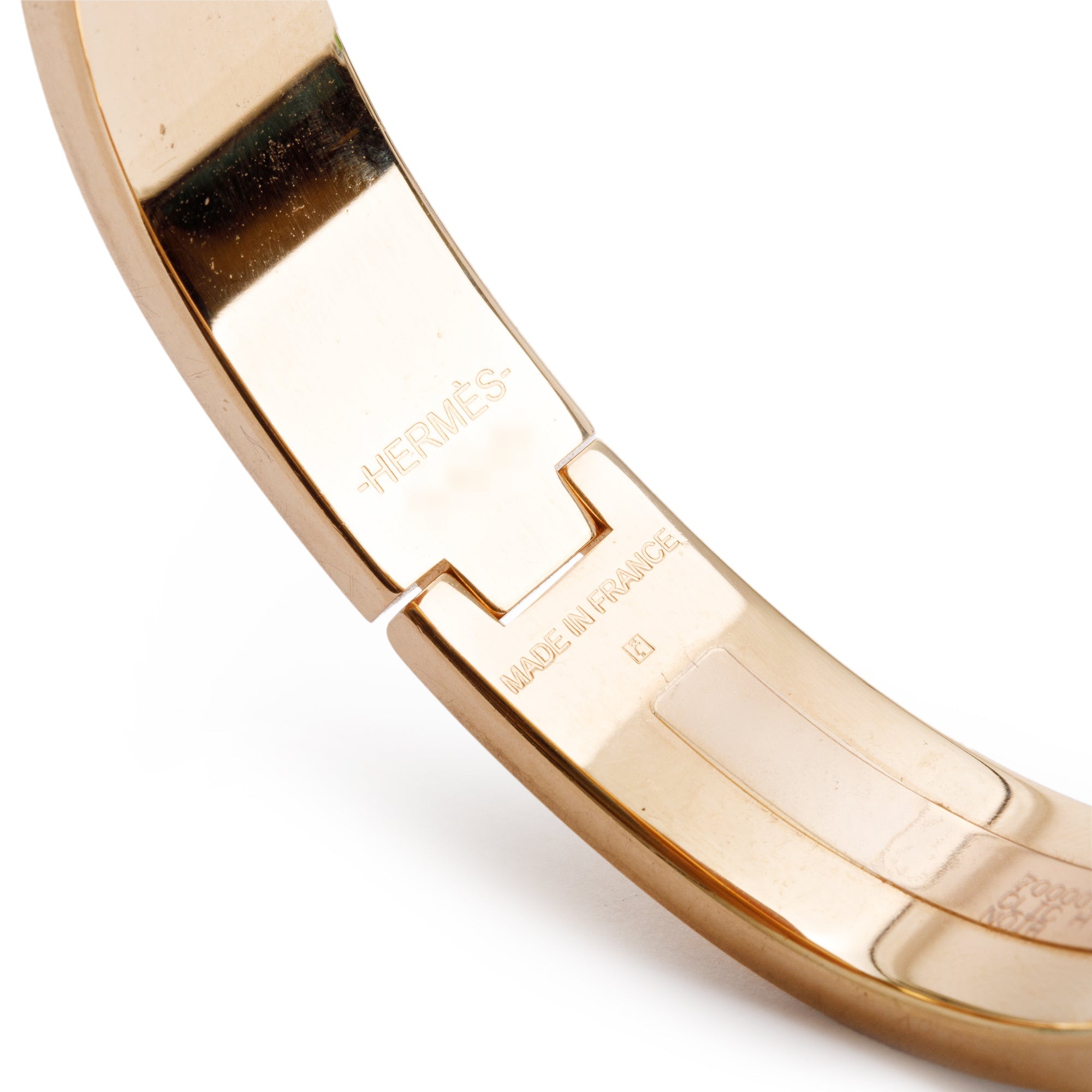 Hermes Rose Gold-Plated Black Enamel 12 MM Clic H Bracelet