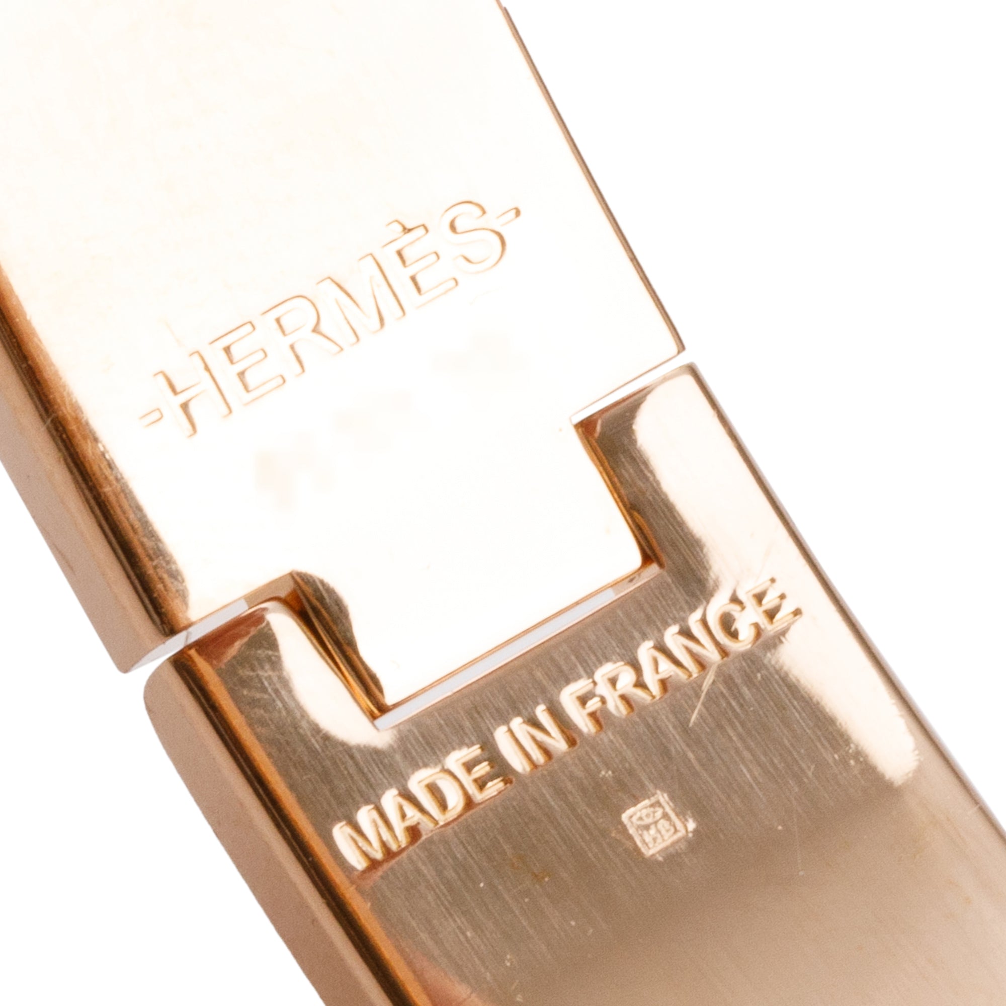 Hermes Rose Gold-Plated Blue Enamel 12 MM Clic H Bracelet