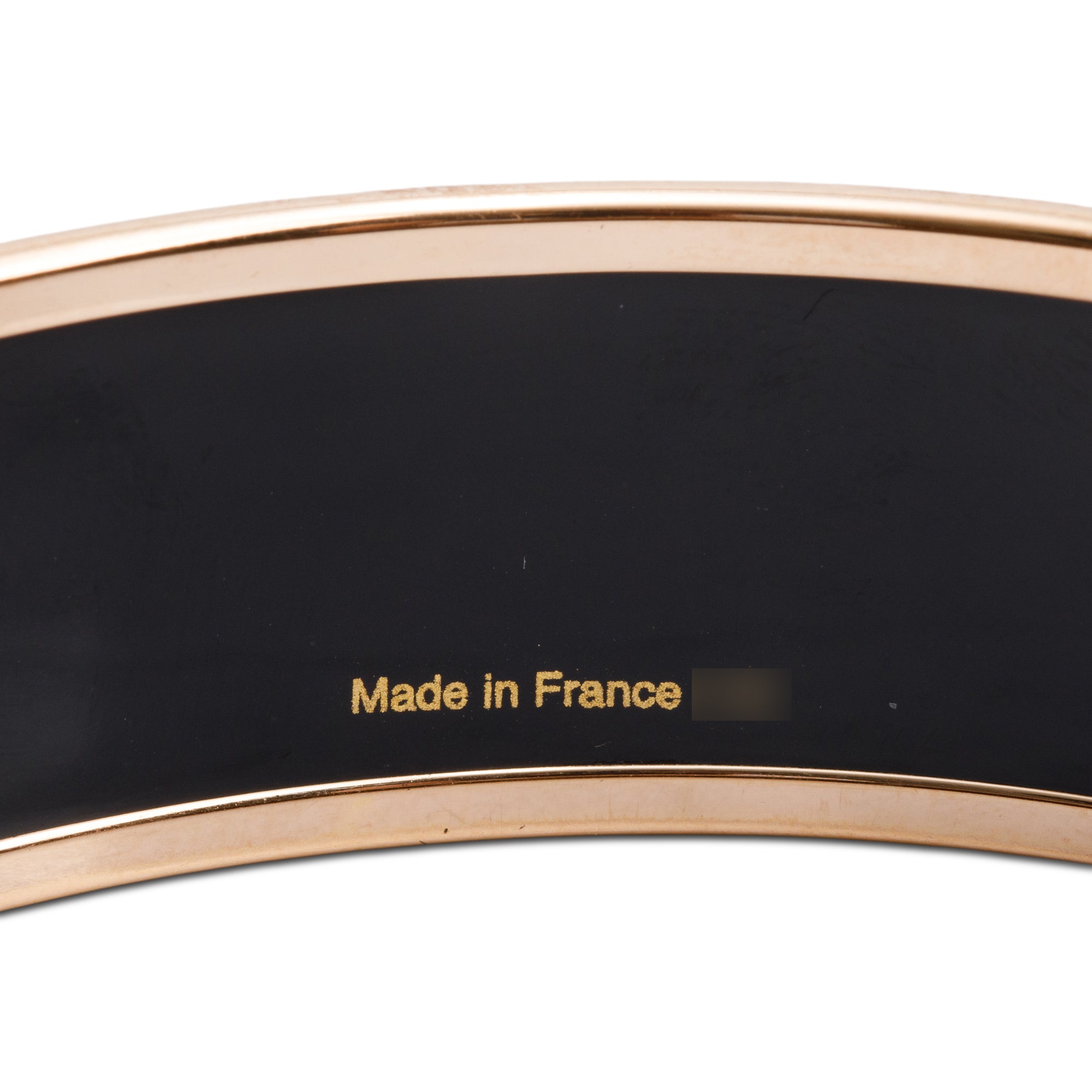 Hermes Rose Gold Plated Coaching Wide Enamel Bangle Bracelet w/ Box