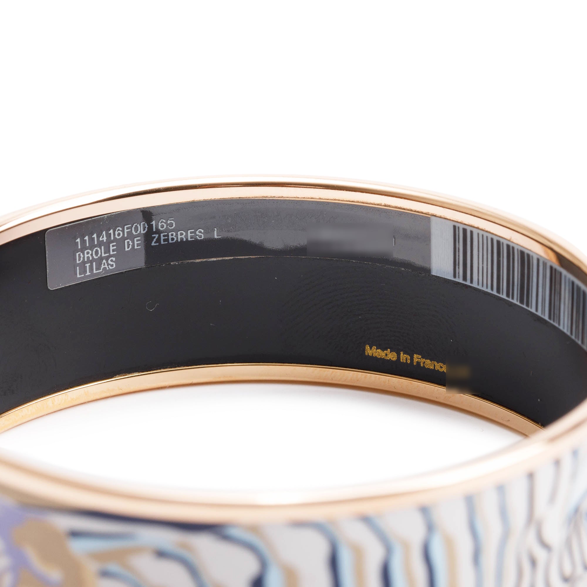 Hermes Rose Gold-Plated 'Droles de Zebres' Enamel Wide Bangle