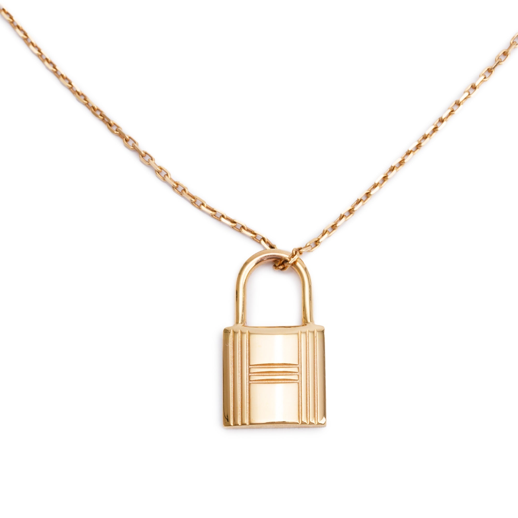 Hermes Rose Gold-Plated O'Kelly Pendant Necklace w/ Box