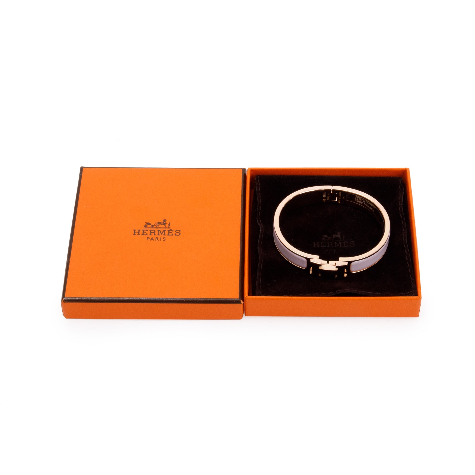 Hermes Rose Gold-Plated Pink Enamel 12 MM Clic H Bracelet w/ Box