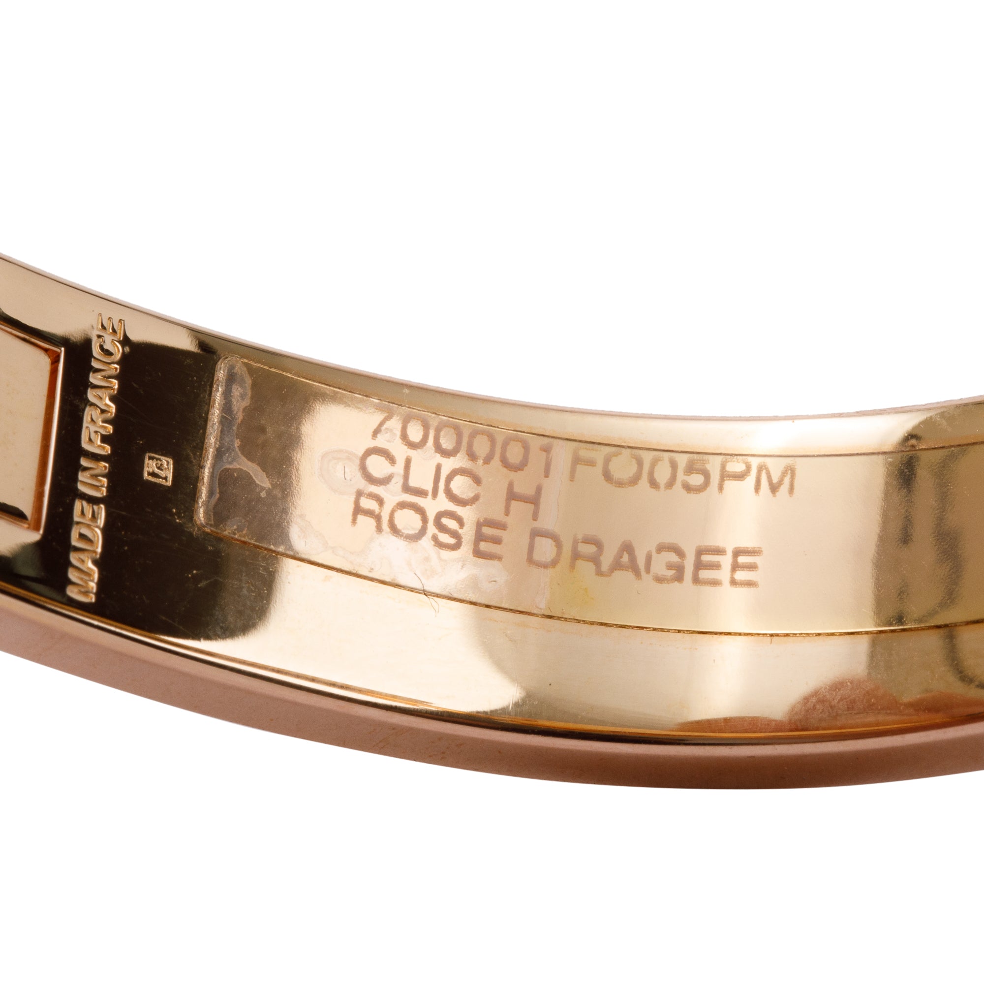 Hermes Rose Gold-Plated Pink Enamel 12 MM Clic H Bracelet w/ Box