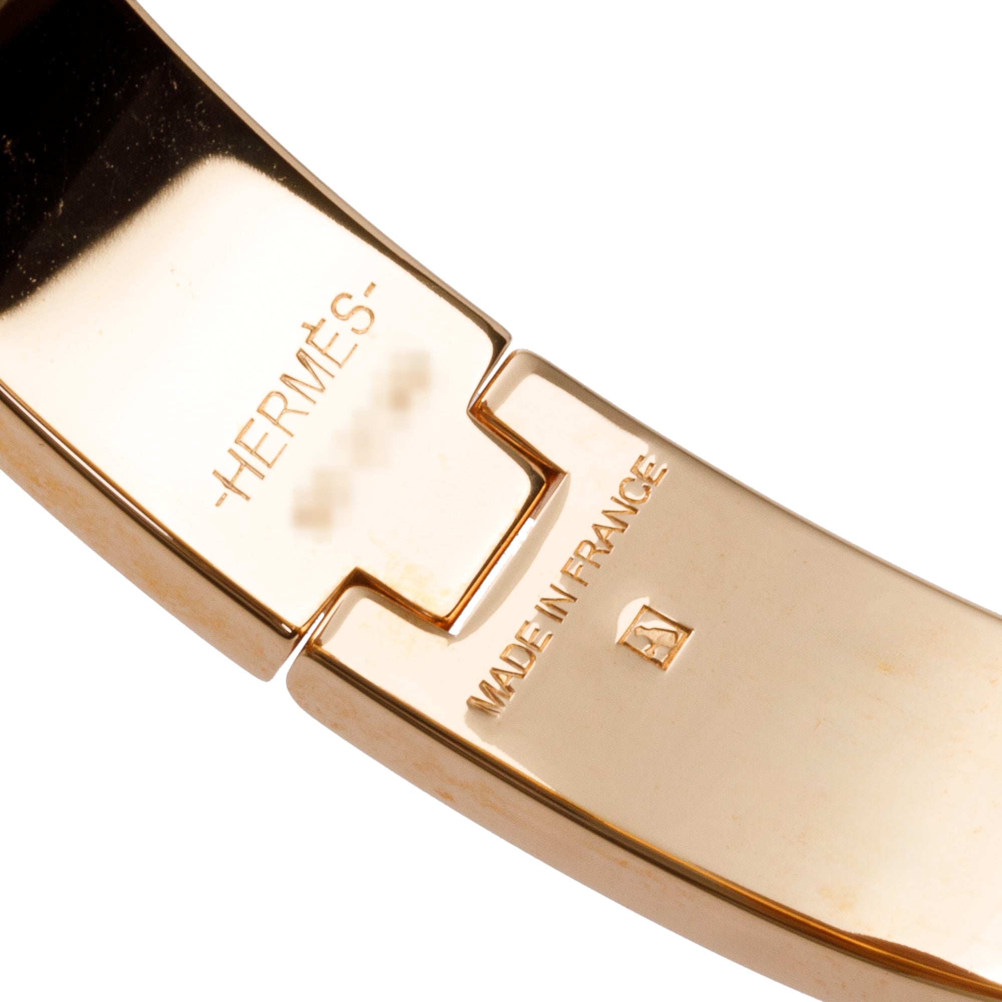 Hermes Rose Gold-Plated White Enamel 12 MM Clic H Bracelet