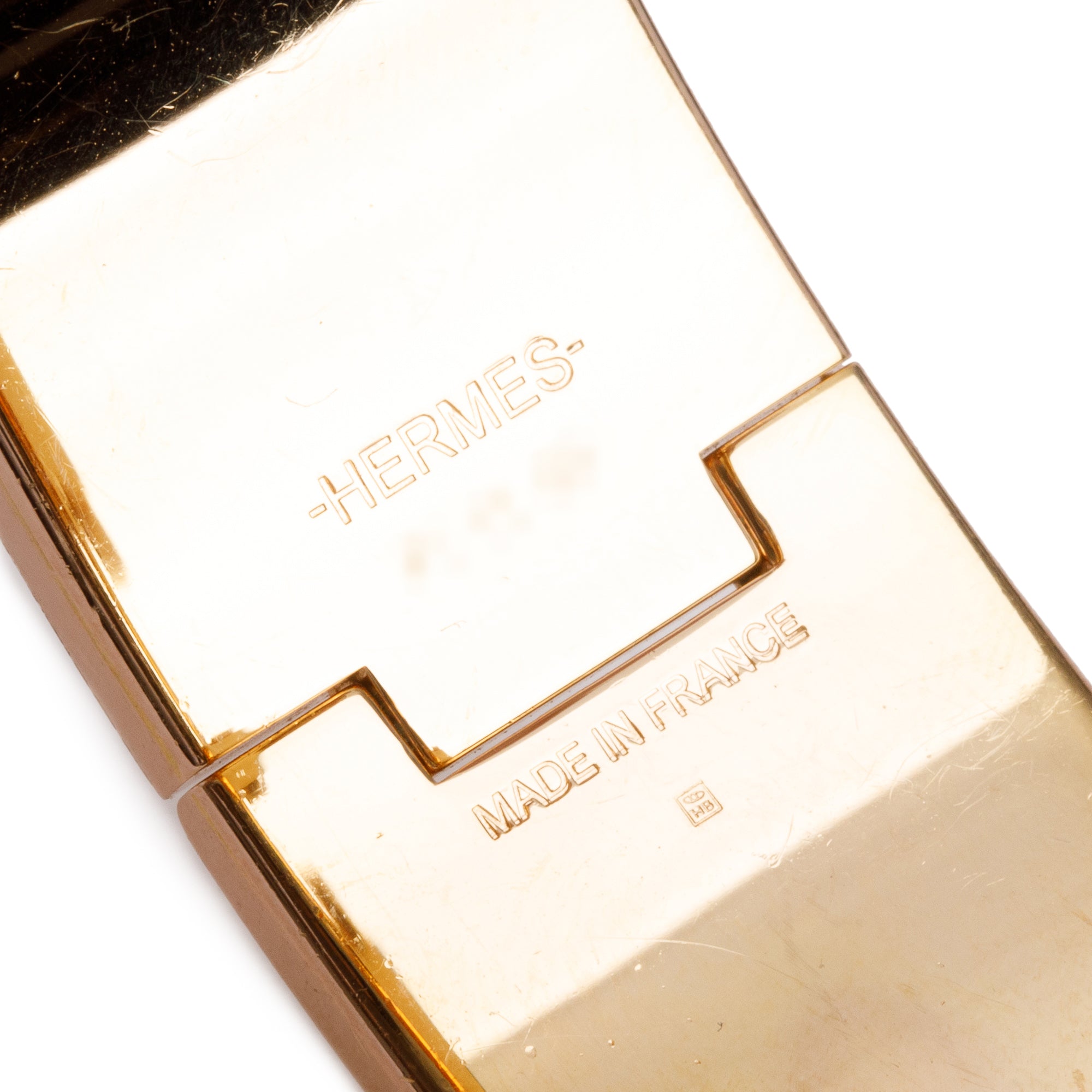 Hermes Rose Gold-Plated White Enamel Clic Clac H Bracelet w/ Box