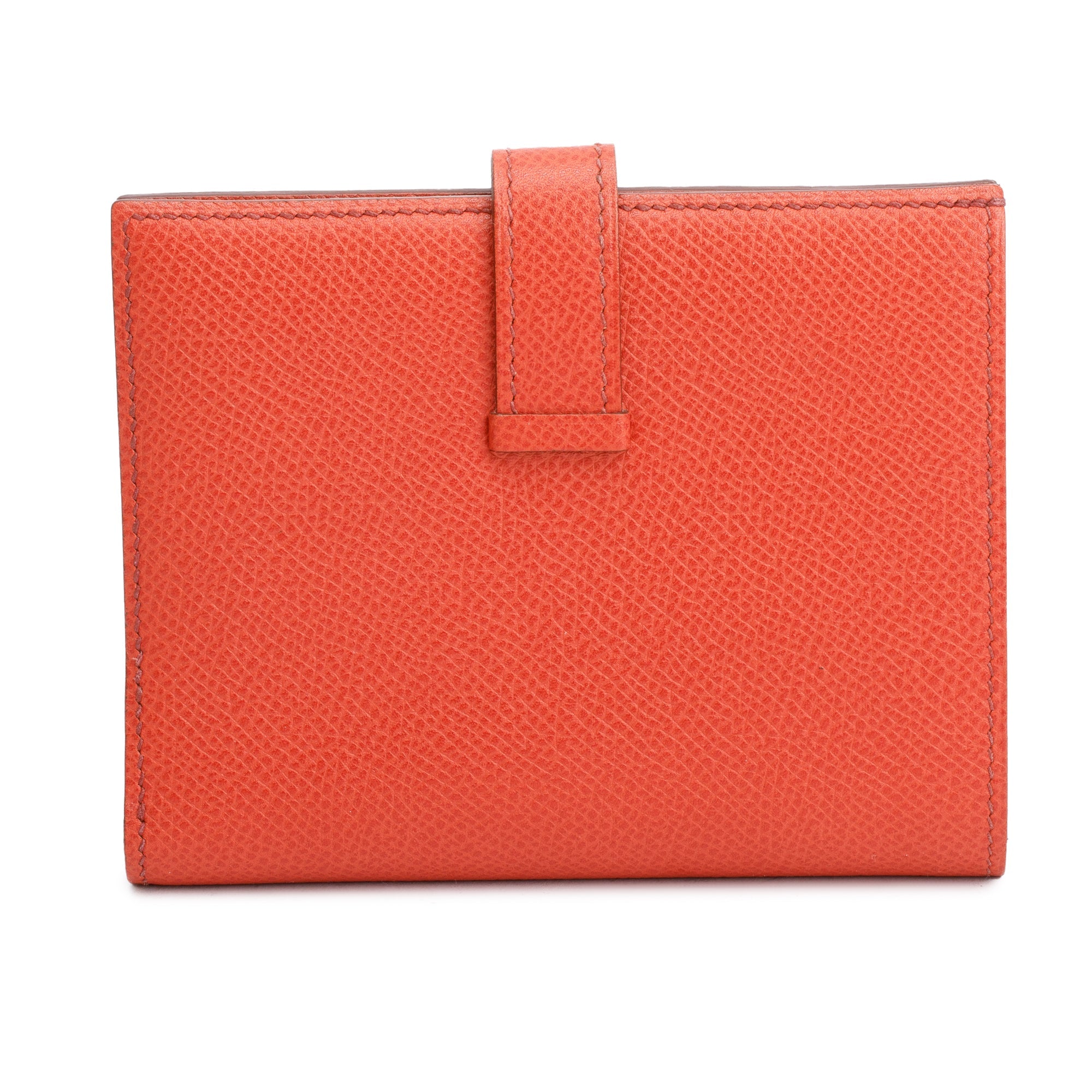Hermes Rose Jaipur Epsom Leather Bearn Compact Wallet