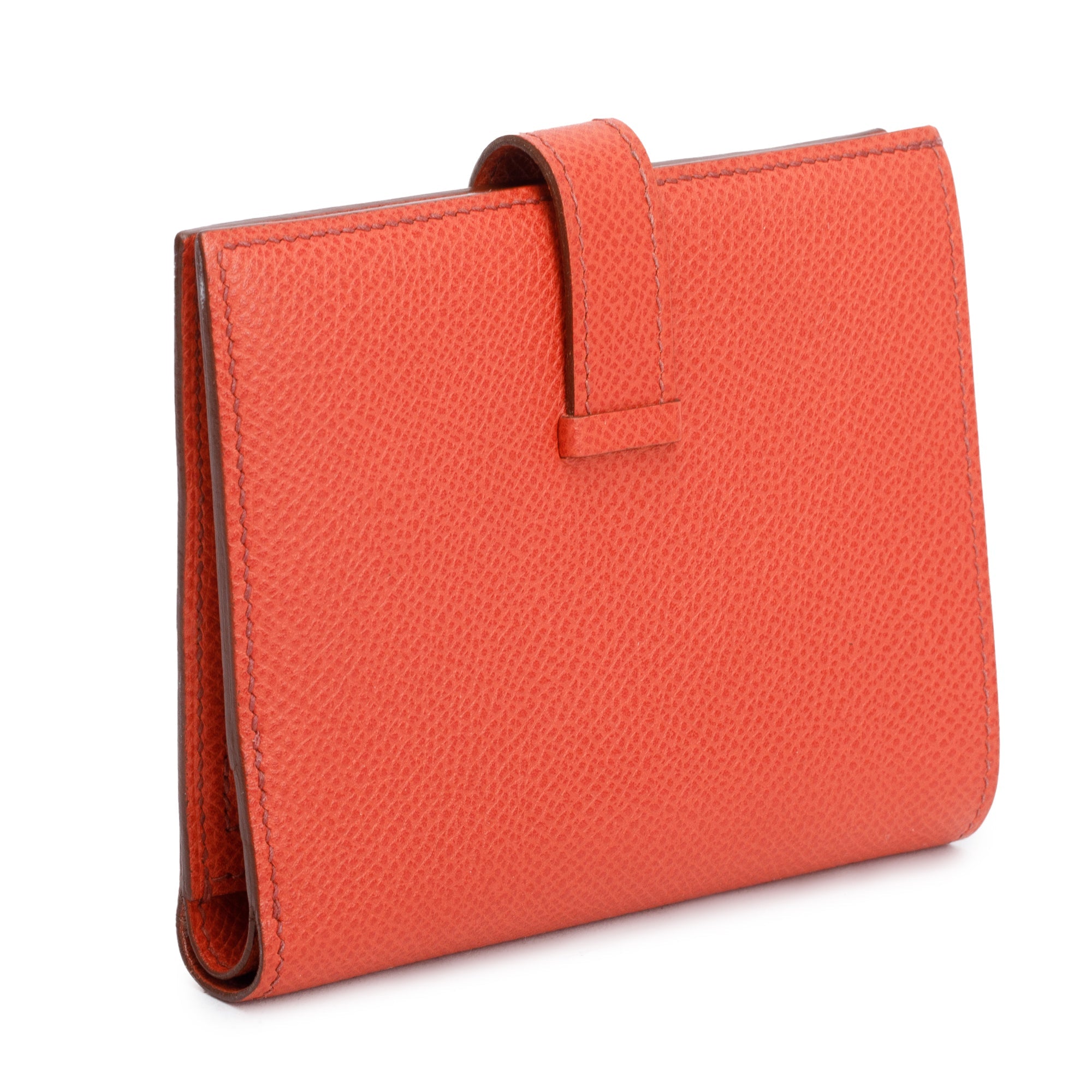 Hermes Rose Jaipur Epsom Leather Bearn Compact Wallet