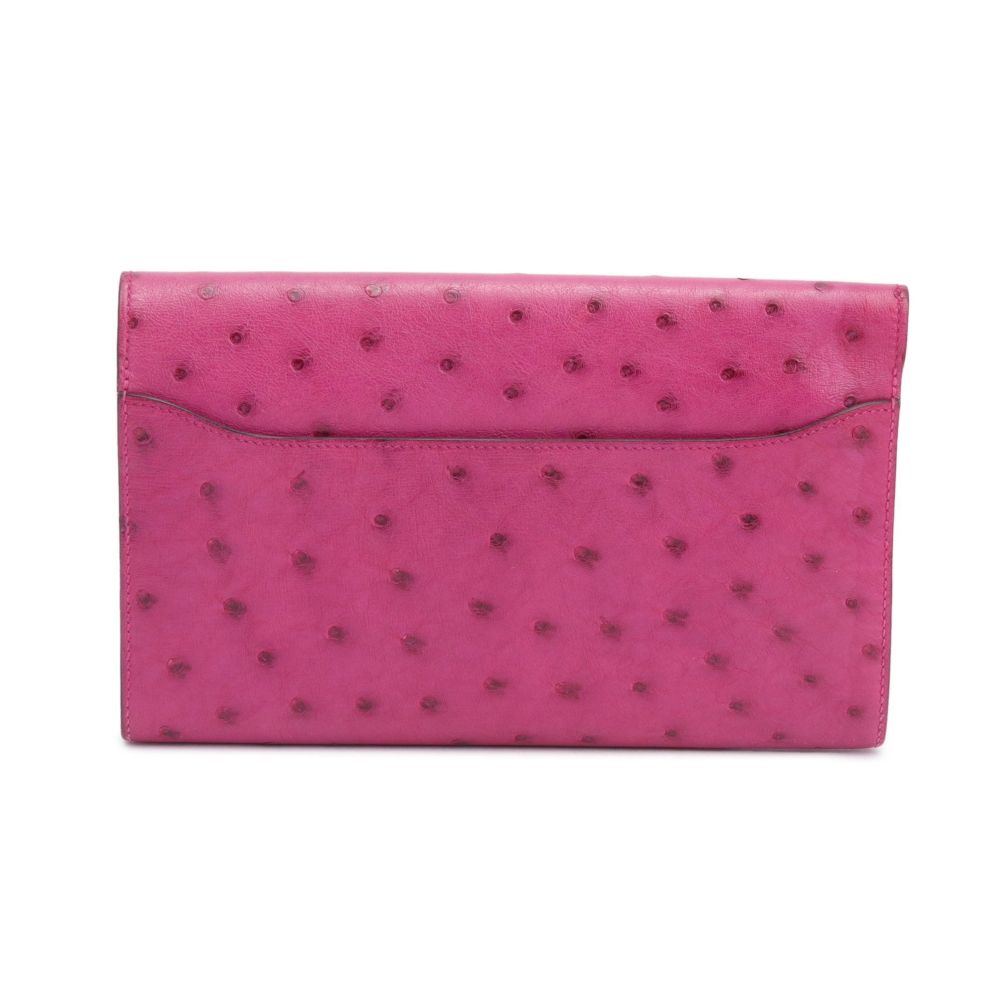 Hermes Rose Pourpre Ostrich Constance Long Wallet