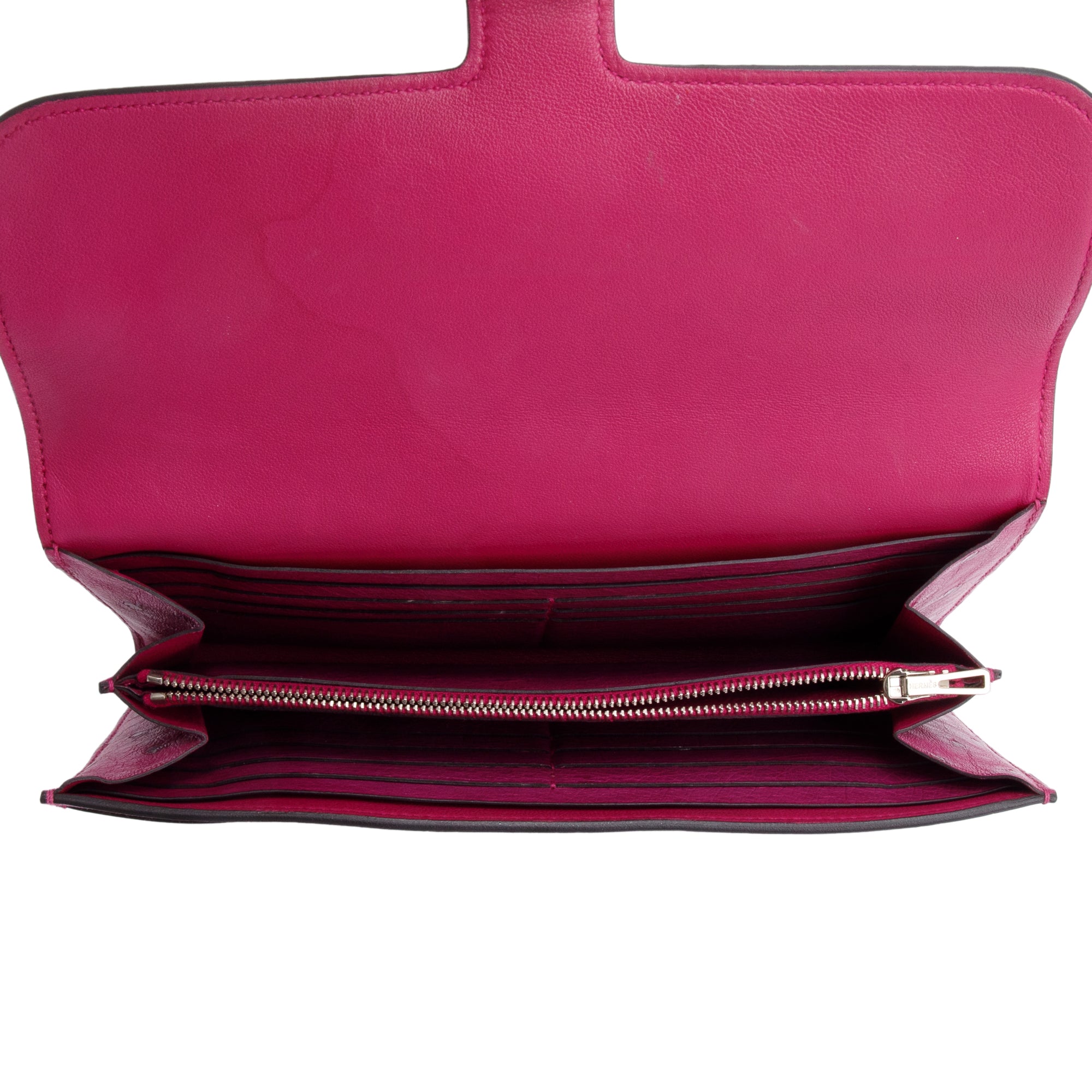 Hermes Rose Pourpre Ostrich Constance Long Wallet