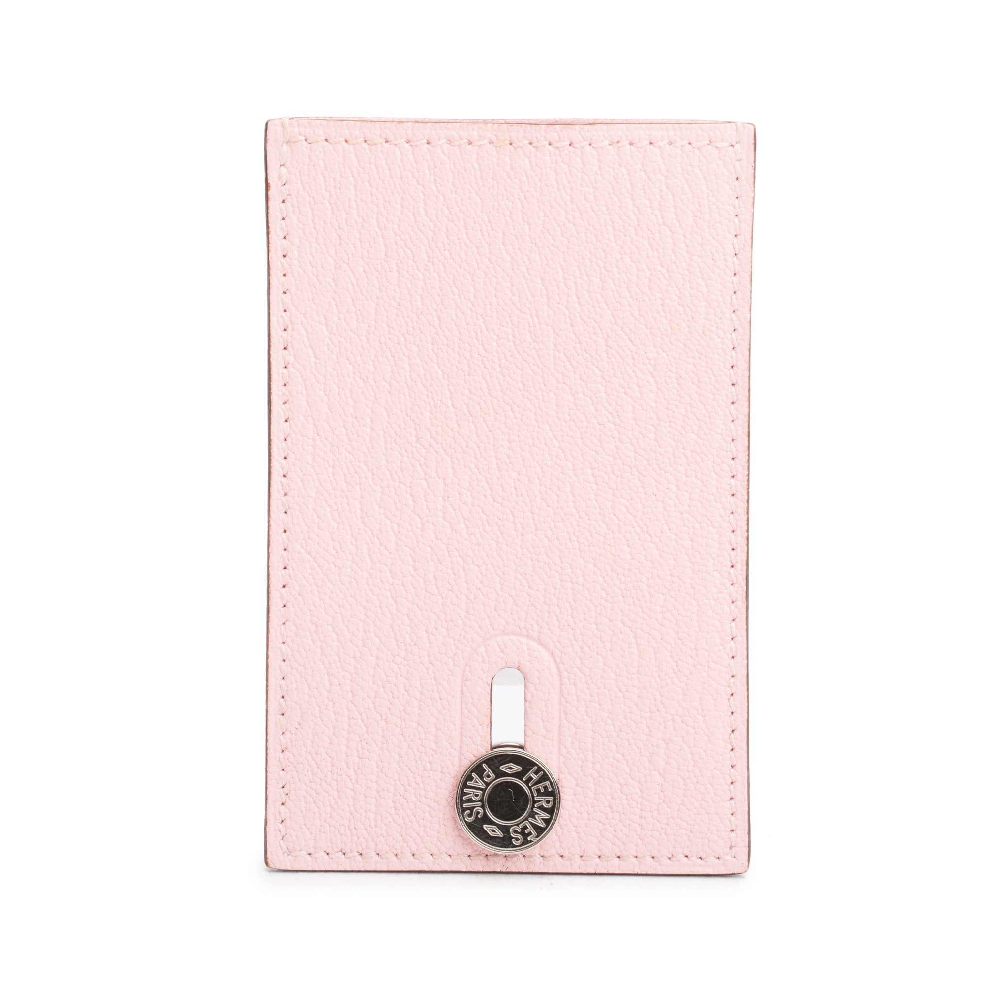 Hermes Rose Sakura Chevre Mysore Leather Diabolo Card Holder w/ Box