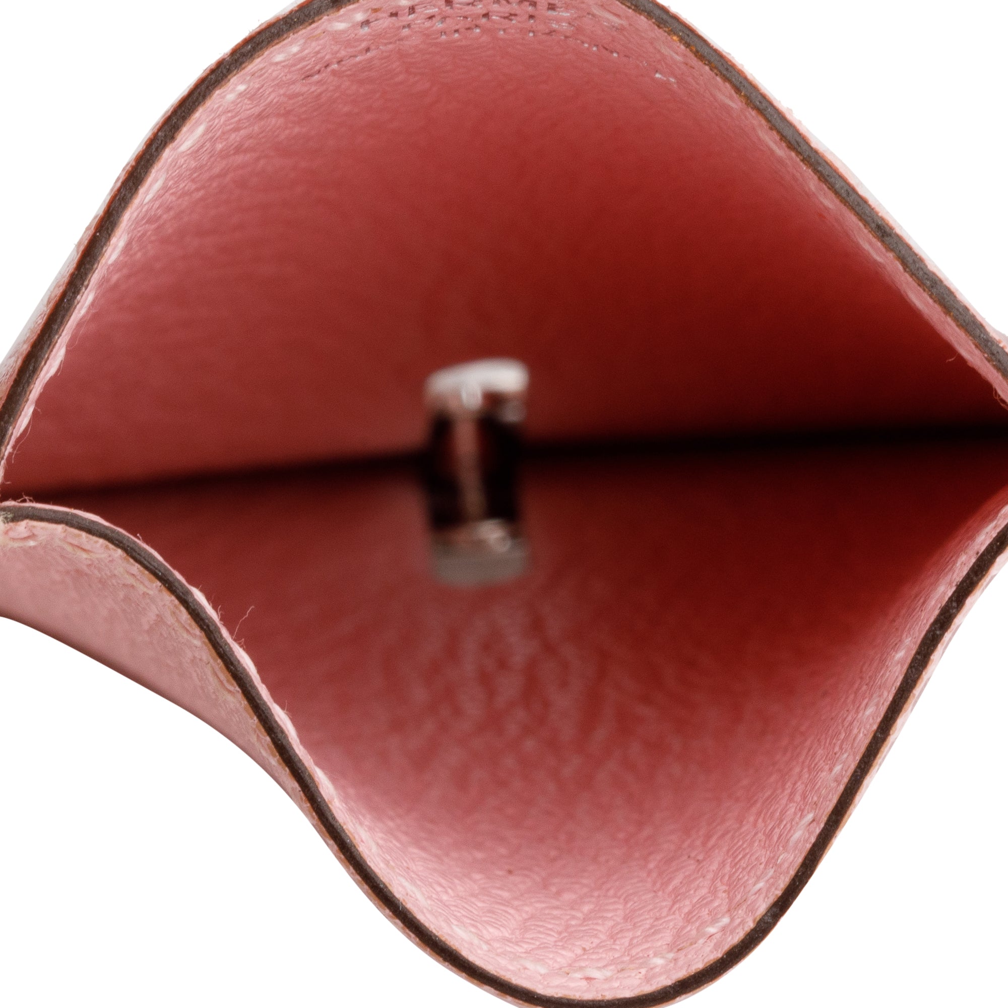 Hermes Rose Sakura Chevre Mysore Leather Diabolo Card Holder w/ Box