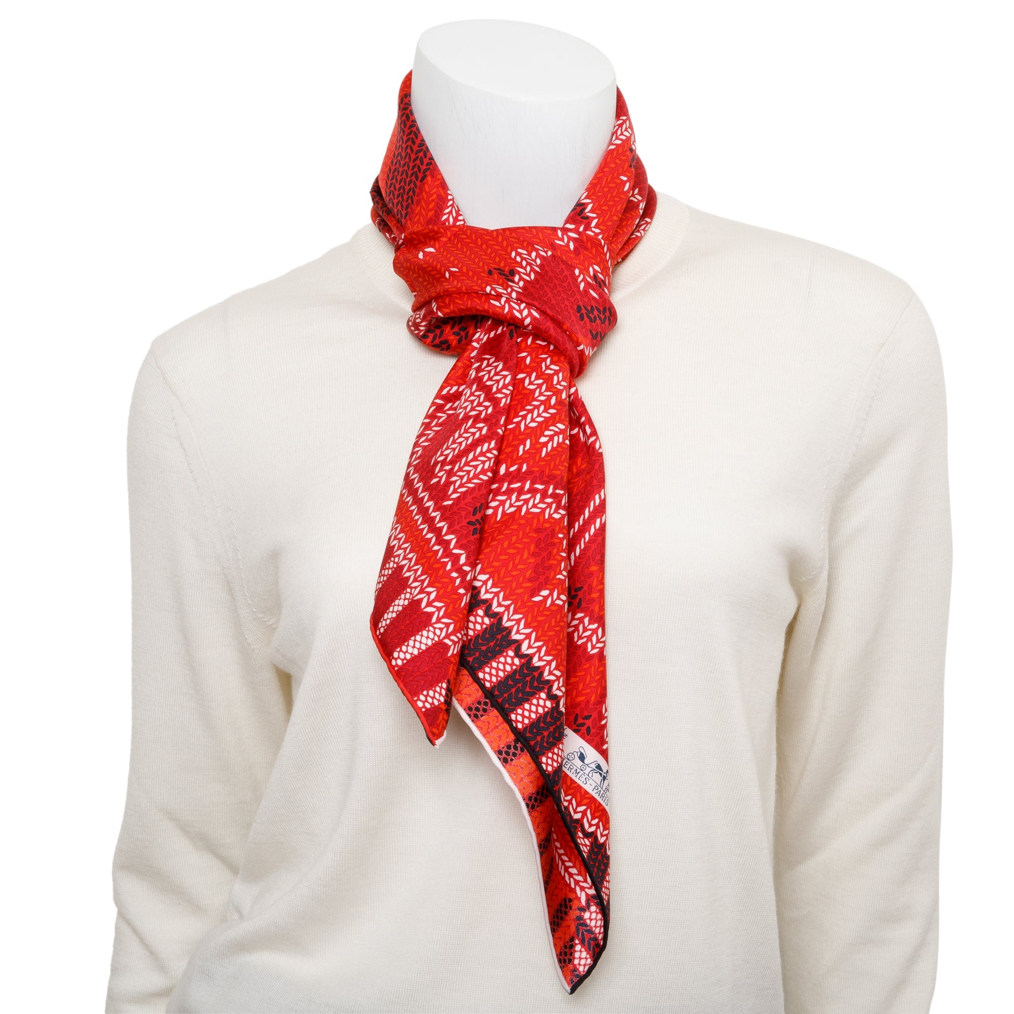 Hermes Rouge Bordeaux 'Au Coin Du feu' Silk Scarf 90