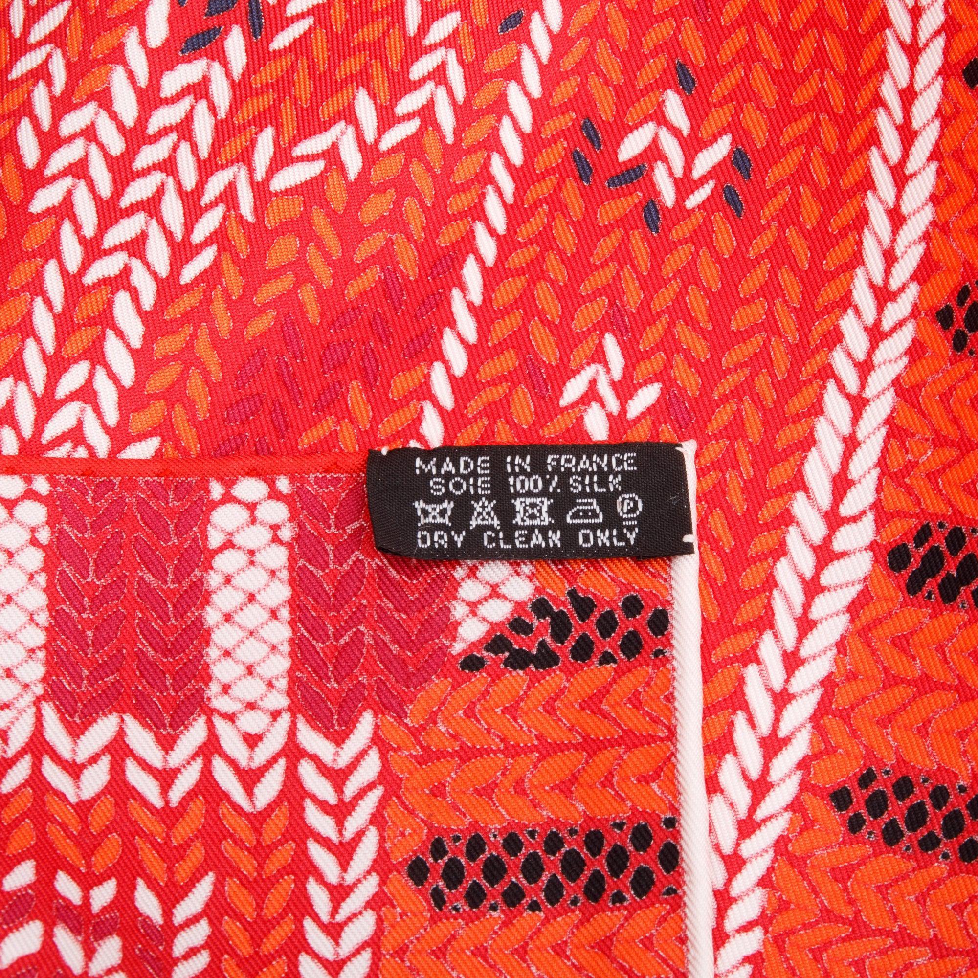 Hermes Rouge Bordeaux 'Au Coin Du feu' Silk Scarf 90