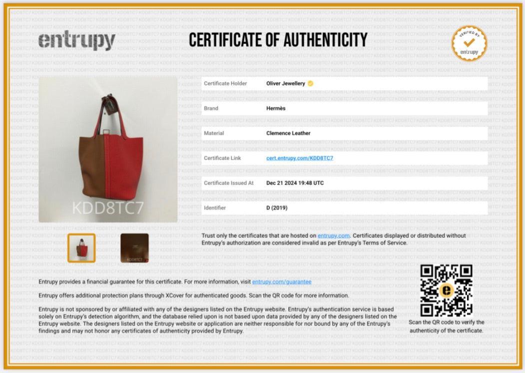 Hermes Rouge Coeur/Gold Bicolor Taurillon Clemence Picotin 22 w/ Box