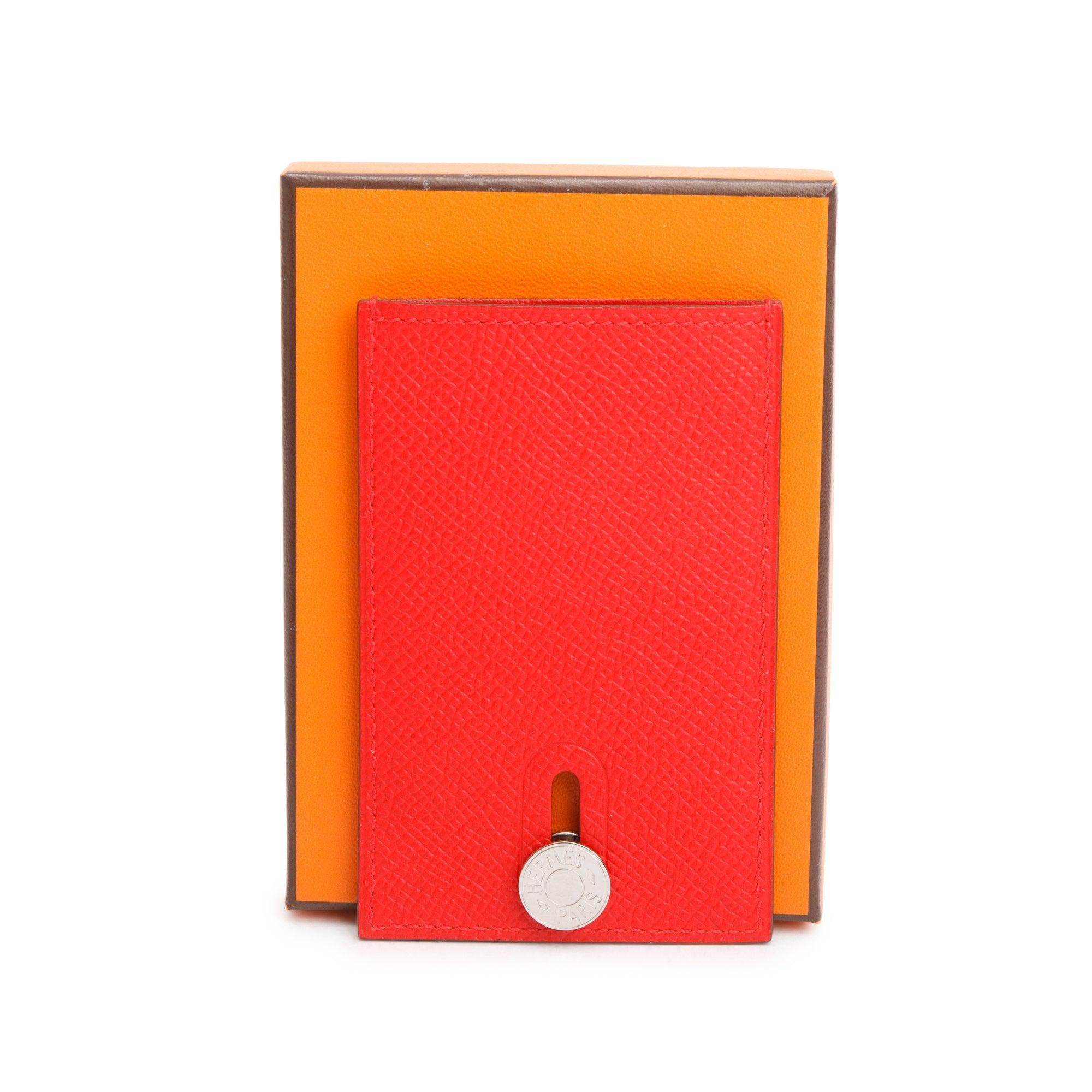 Hermes Rouge Epsom Leather Diabolo Card Holder w/ Box