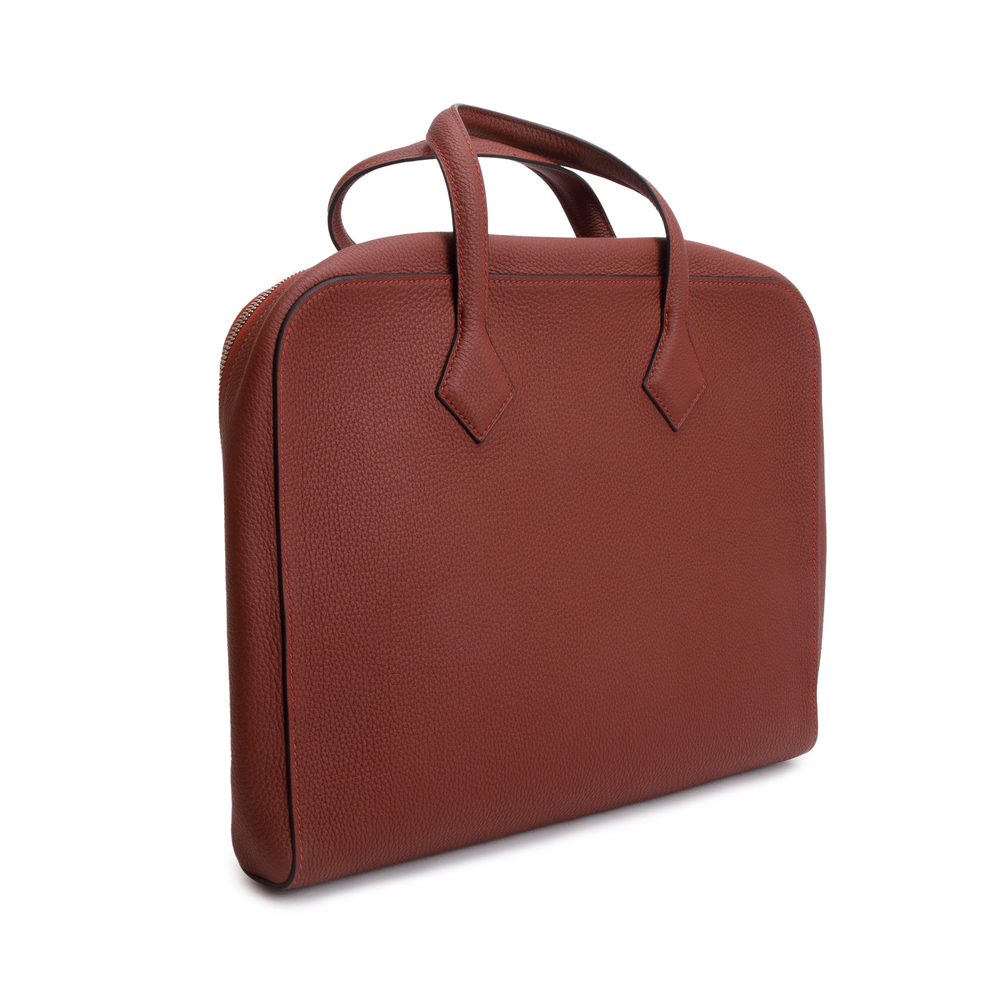 Hermes Rouge H Veau Togo Leather Victoria Light Briefcase w/ Box