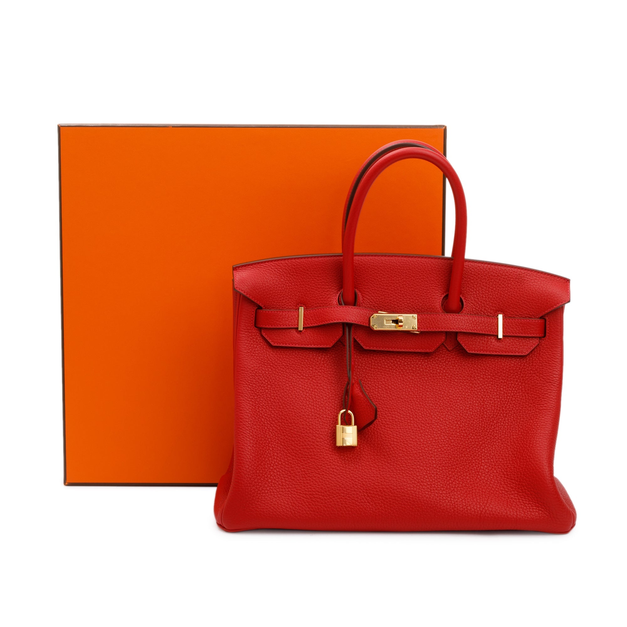 Hermes Rouge Taurillon Clemence Birkin 35 w/ Box